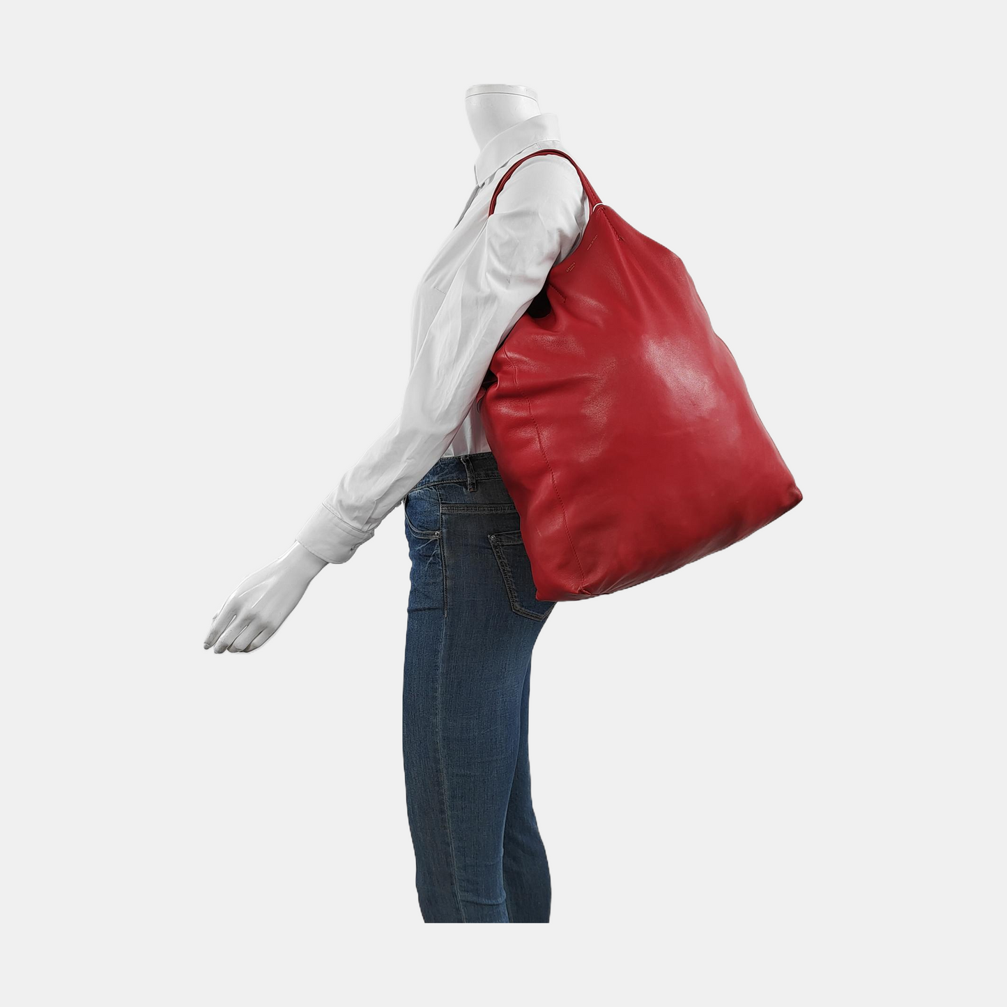 CELINE VERTICAL CABAS Medium size Red Sheepskin Handbag Golden hardware-(SKU)-952291524
