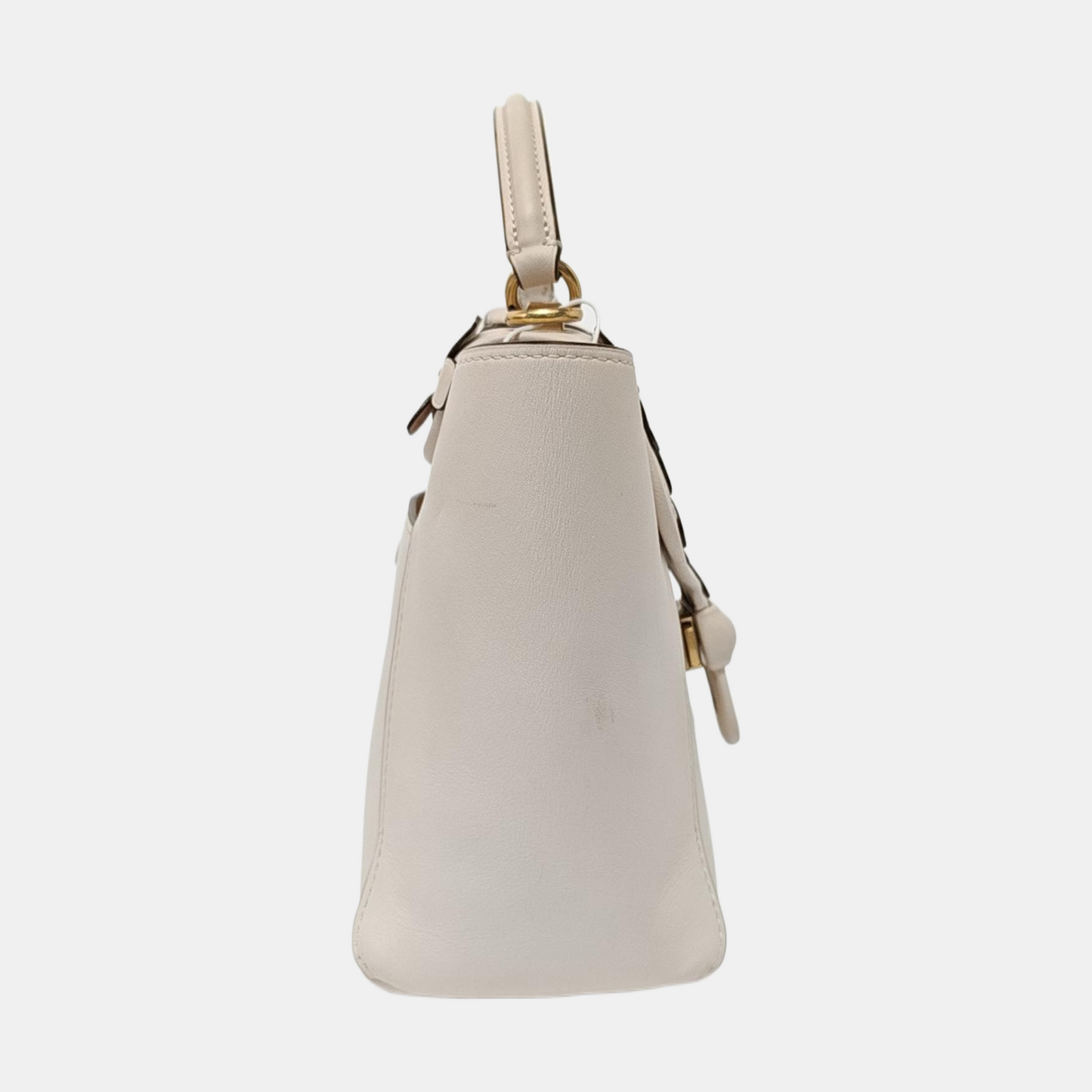 COACH COURIER White leather rivet patchwork single shoulder bag crossbody Golden hardware Removable shoulder strap-(SKU)-13839897