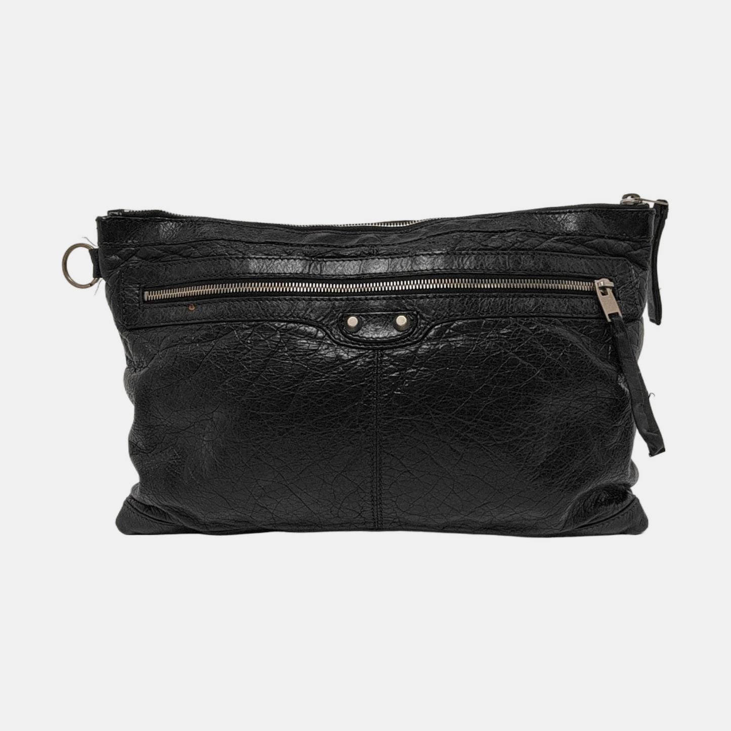 BALENCIAGA Classic City Medium size Black Lamb Skin Biker Bag, Handbag Silver Hardware-(SKU)-952449143