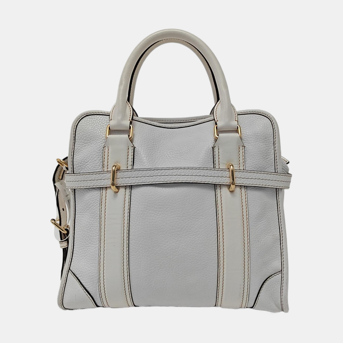 BURBERRY Minford Small size White Cowhide Single Shoulder Handbag Crossbody Bag Golden hardware Removable shoulder strap-(SKU)-952428263