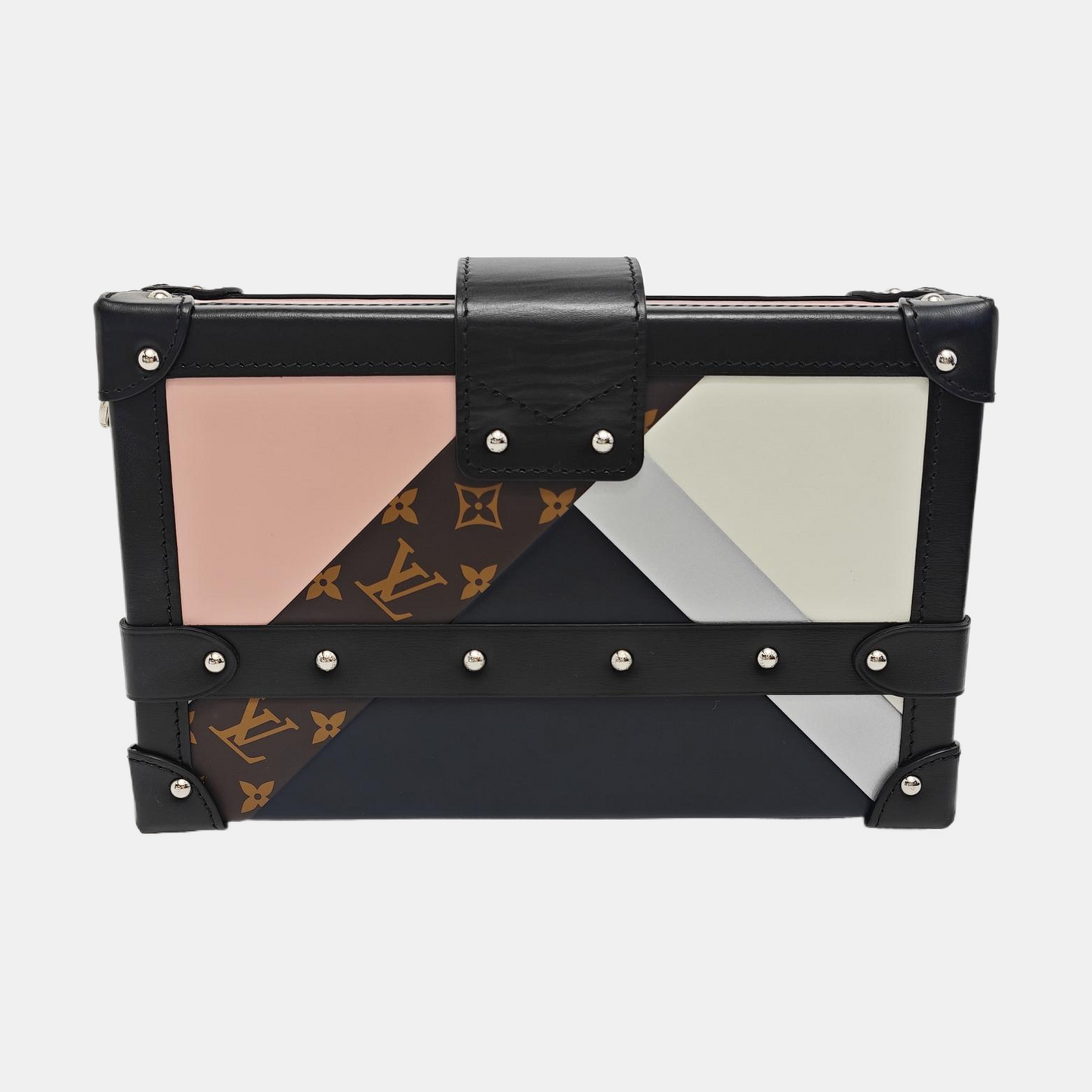 LOUIS VUITTON PETITE MALLE Multicolor Leather Monogram Crossbody Bag Single Shoulder Bag with Silver Hardware Removable Strap-(SKU)-952551209