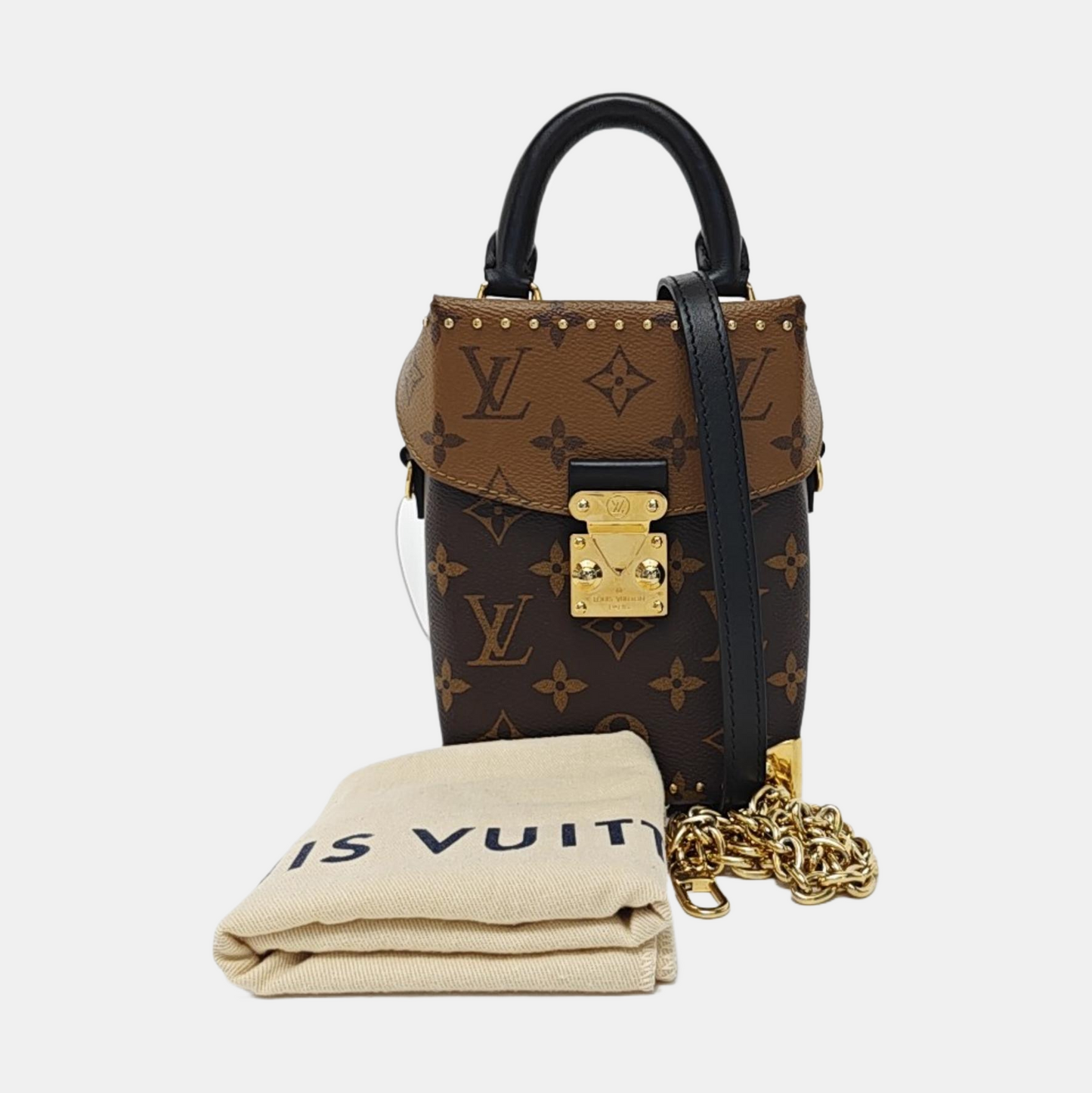 LOUIS VUITTON CAMERA BOX Brown Coated Canvas Monogram Shoulder Bag with Gold Hardware, Detachable Strap-(SKU)-952720692