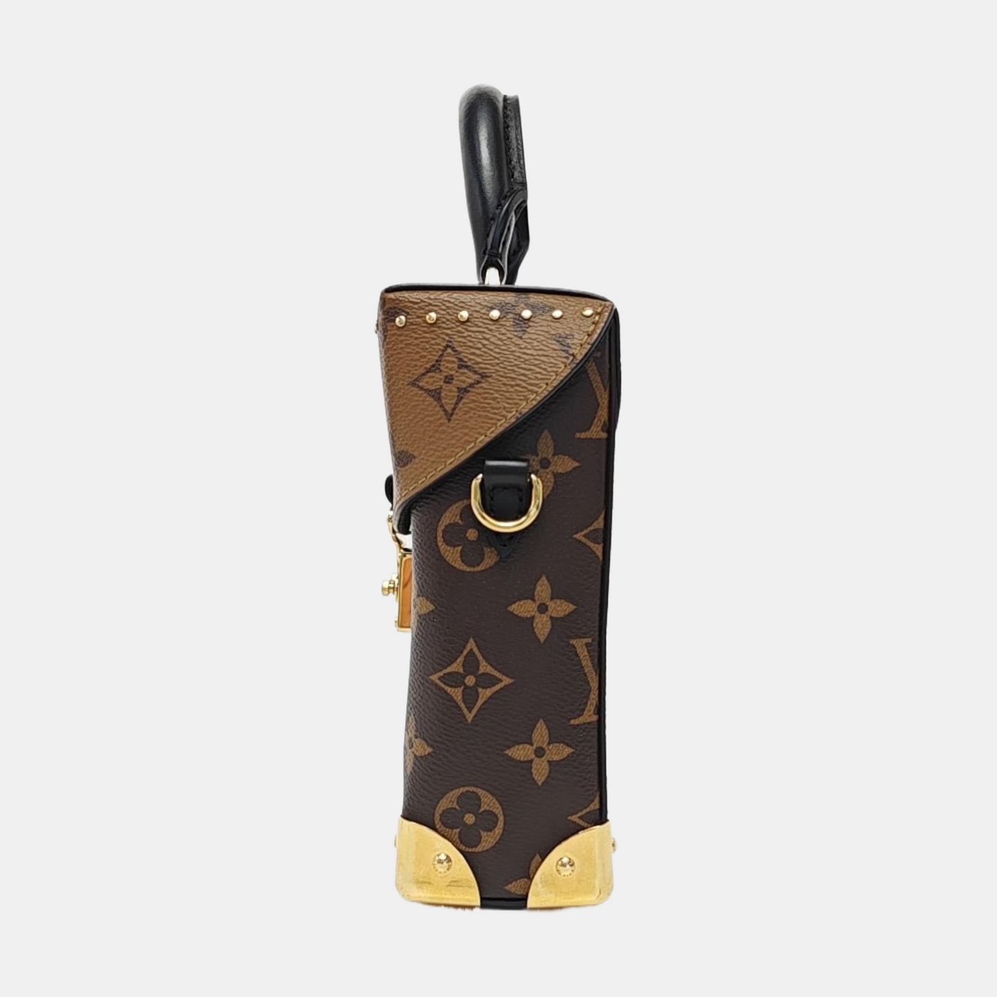 LOUIS VUITTON CAMERA BOX Brown Coated Canvas Monogram Shoulder Bag with Gold Hardware, Detachable Strap-(SKU)-952720692