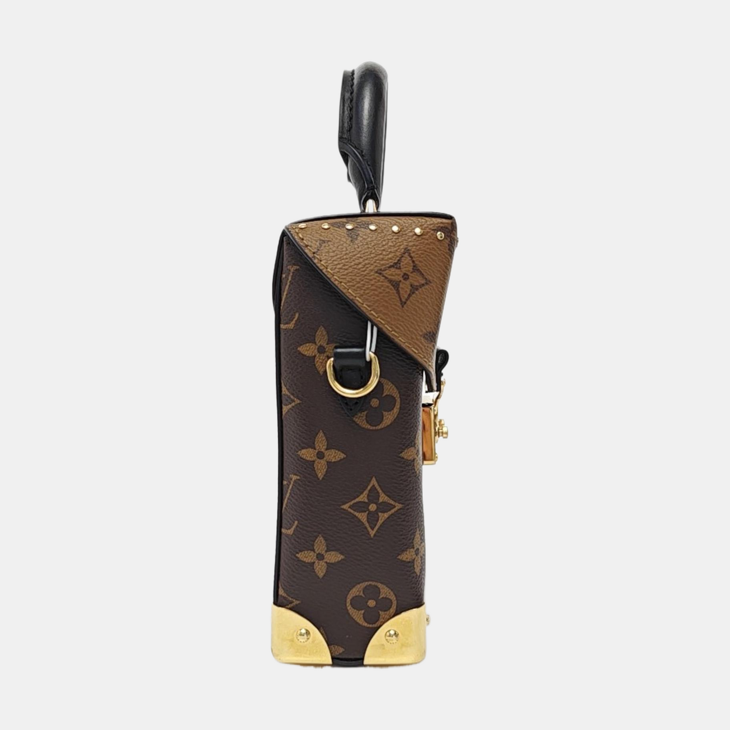 LOUIS VUITTON CAMERA BOX Brown Coated Canvas Monogram Shoulder Bag with Gold Hardware, Detachable Strap-(SKU)-952720692