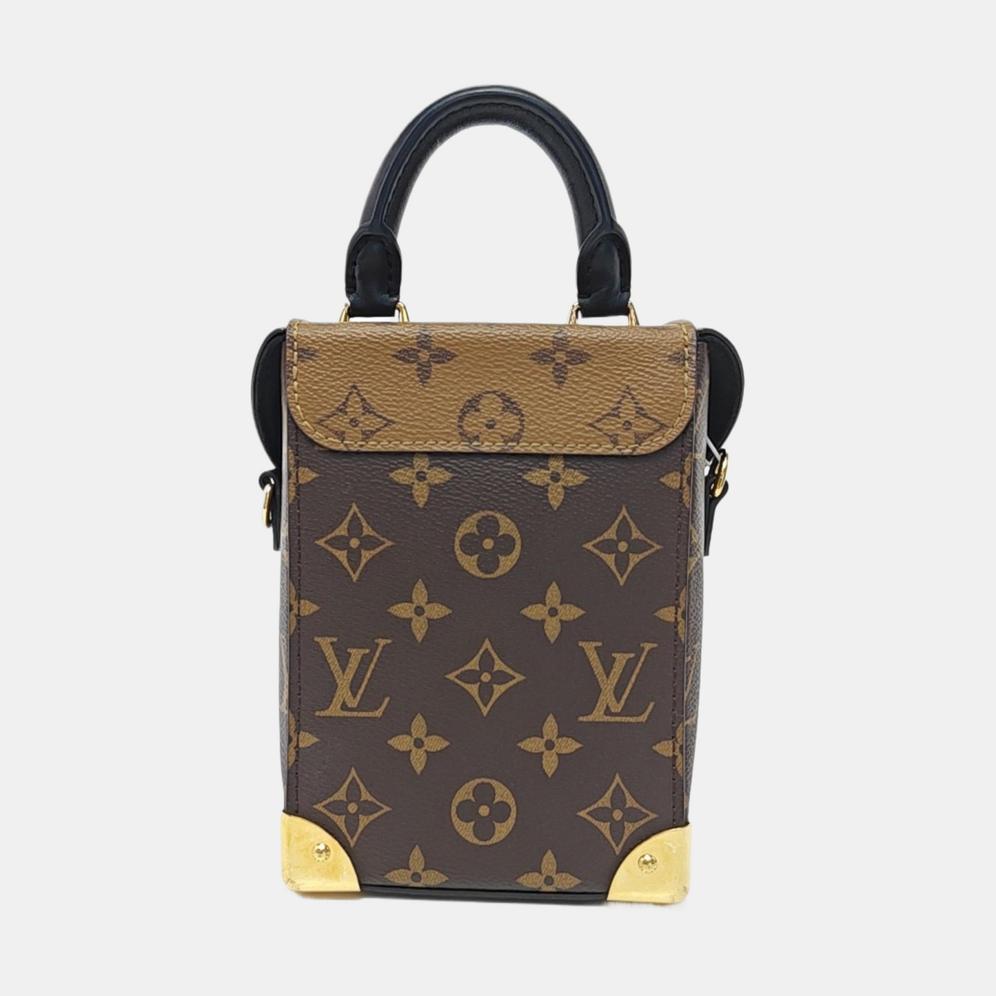 LOUIS VUITTON CAMERA BOX Brown Coated Canvas Monogram Shoulder Bag with Gold Hardware, Detachable Strap-(SKU)-952720692