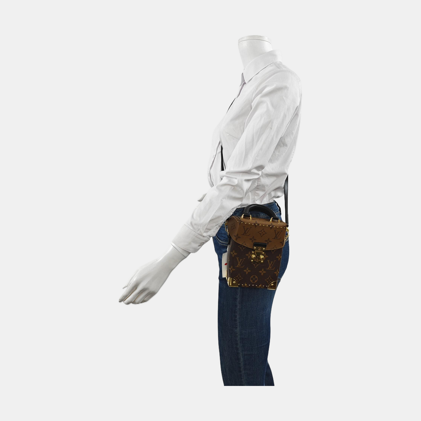 LOUIS VUITTON CAMERA BOX Brown Coated Canvas Monogram Shoulder Bag with Gold Hardware, Detachable Strap-(SKU)-952720692