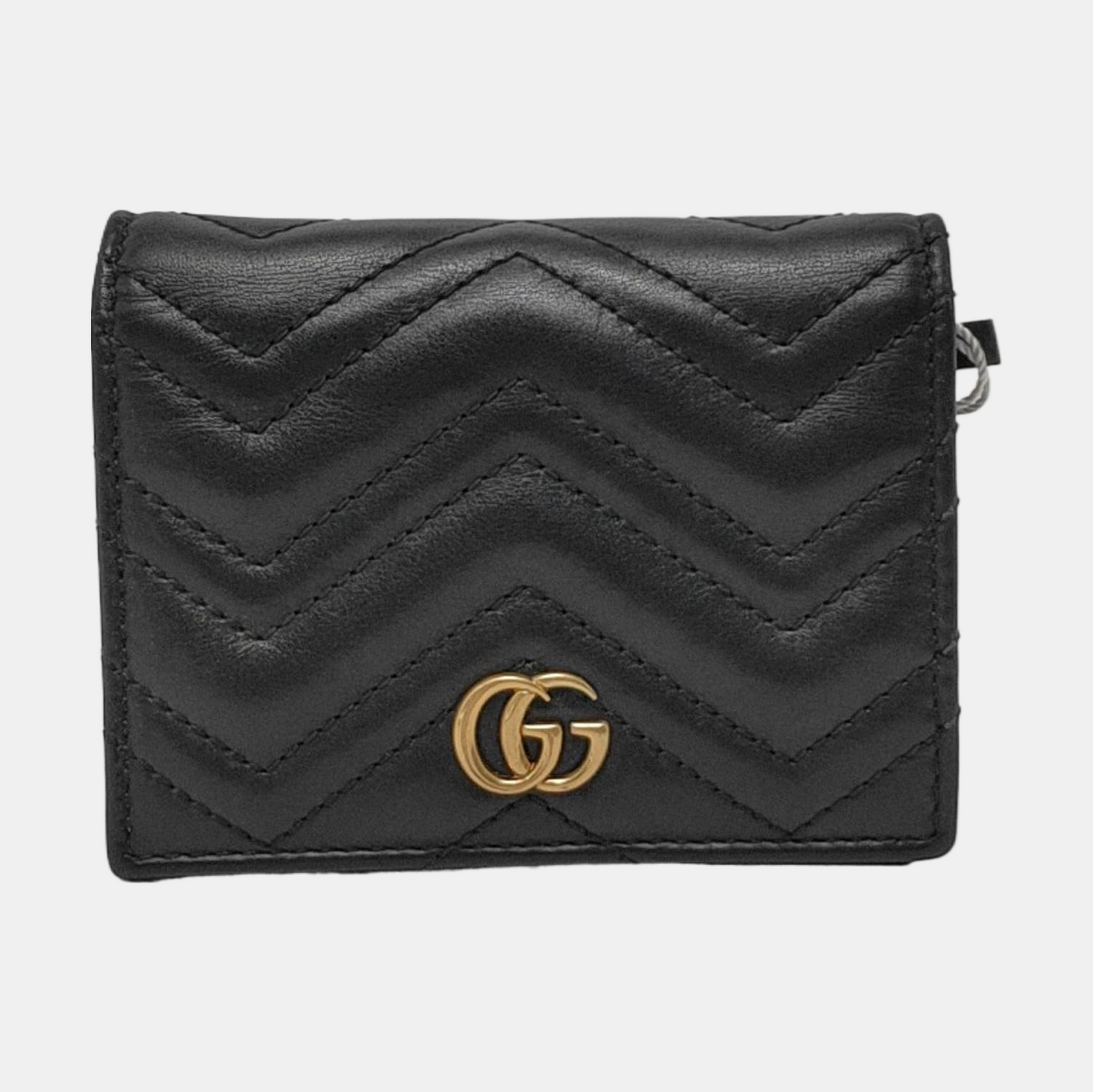GUCCI GG Marmont Black Calf Leather Quilted wavy pattern Wallet Golden hardware-(SKU)-952595982