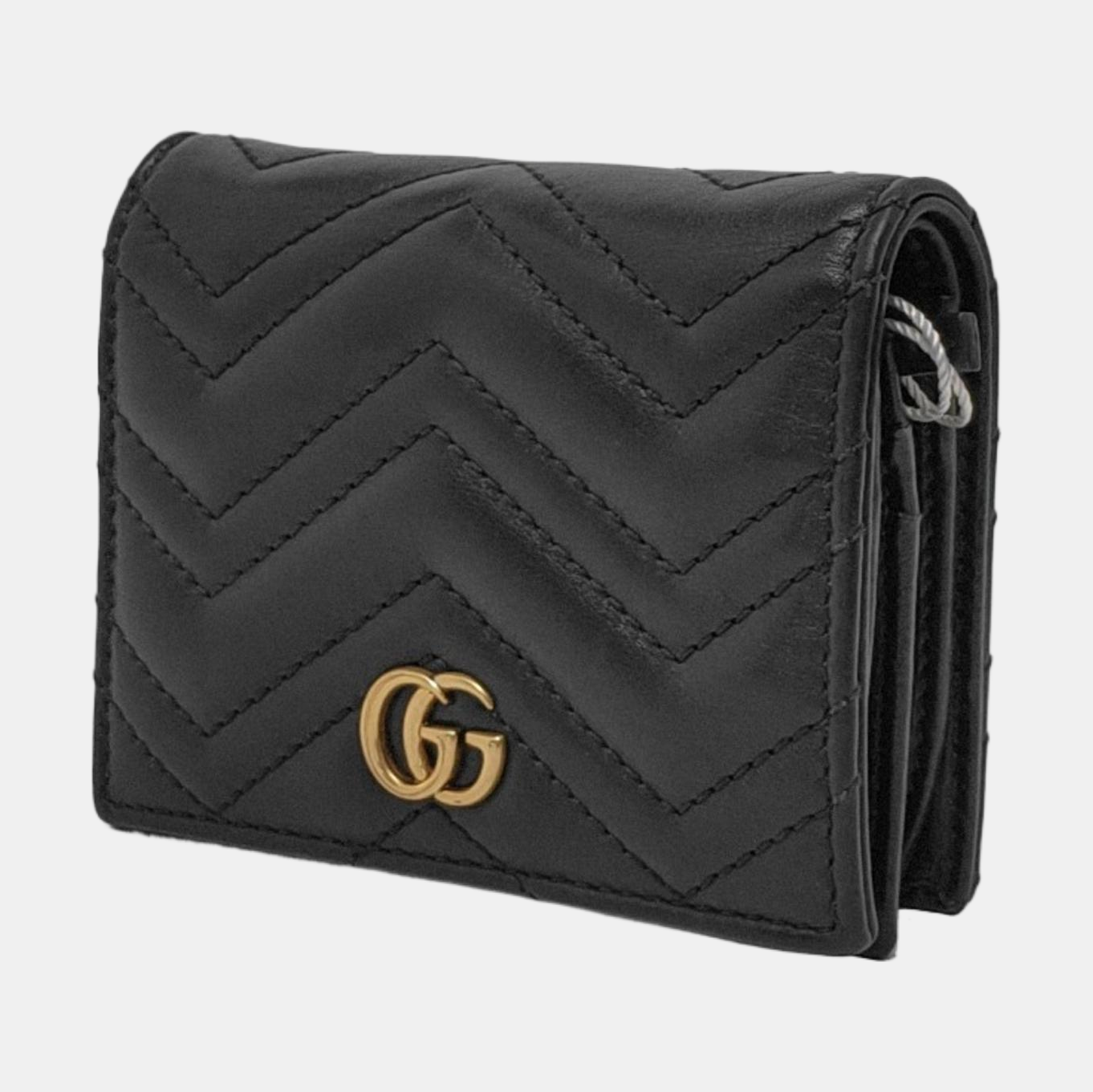 GUCCI GG Marmont Black Calf Leather Quilted wavy pattern Wallet Golden hardware-(SKU)-952595982