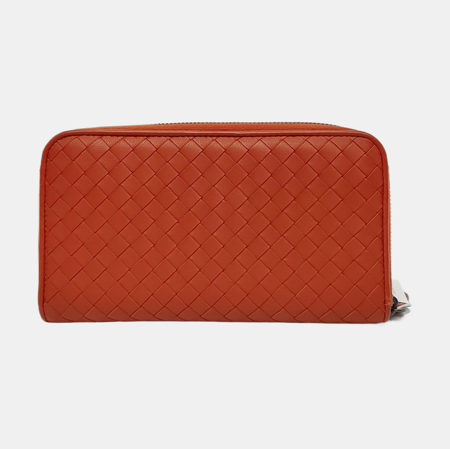 BOTTEGA VENETA Orange Leather Woven Wallet Black hardware-(SKU)-952462031