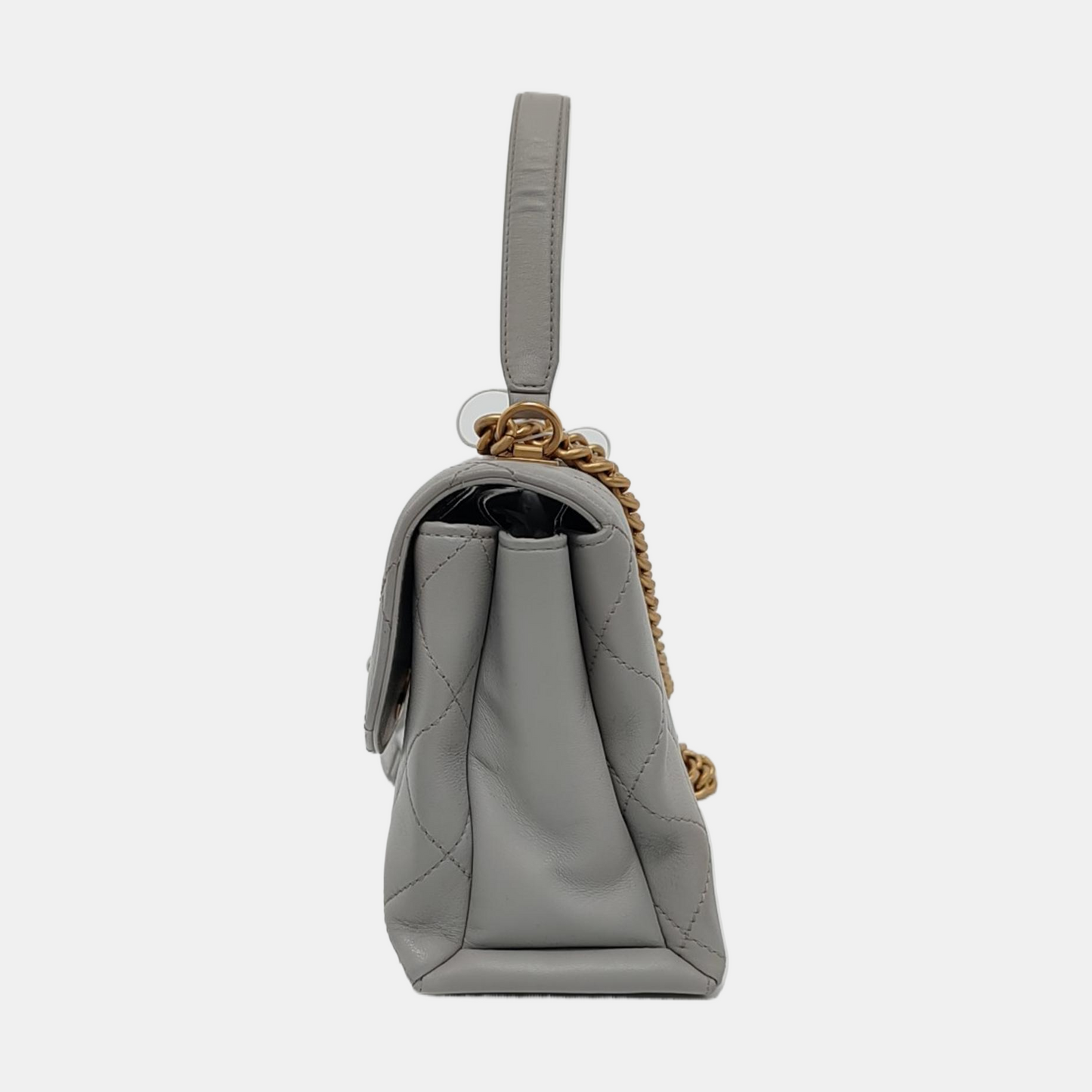 CHANEL TRENDY CC Grey Calfskin Quilted Crossbody Single Shoulder Bag with Gold Hardware, 28 Clasp-(SKU)-952289856
