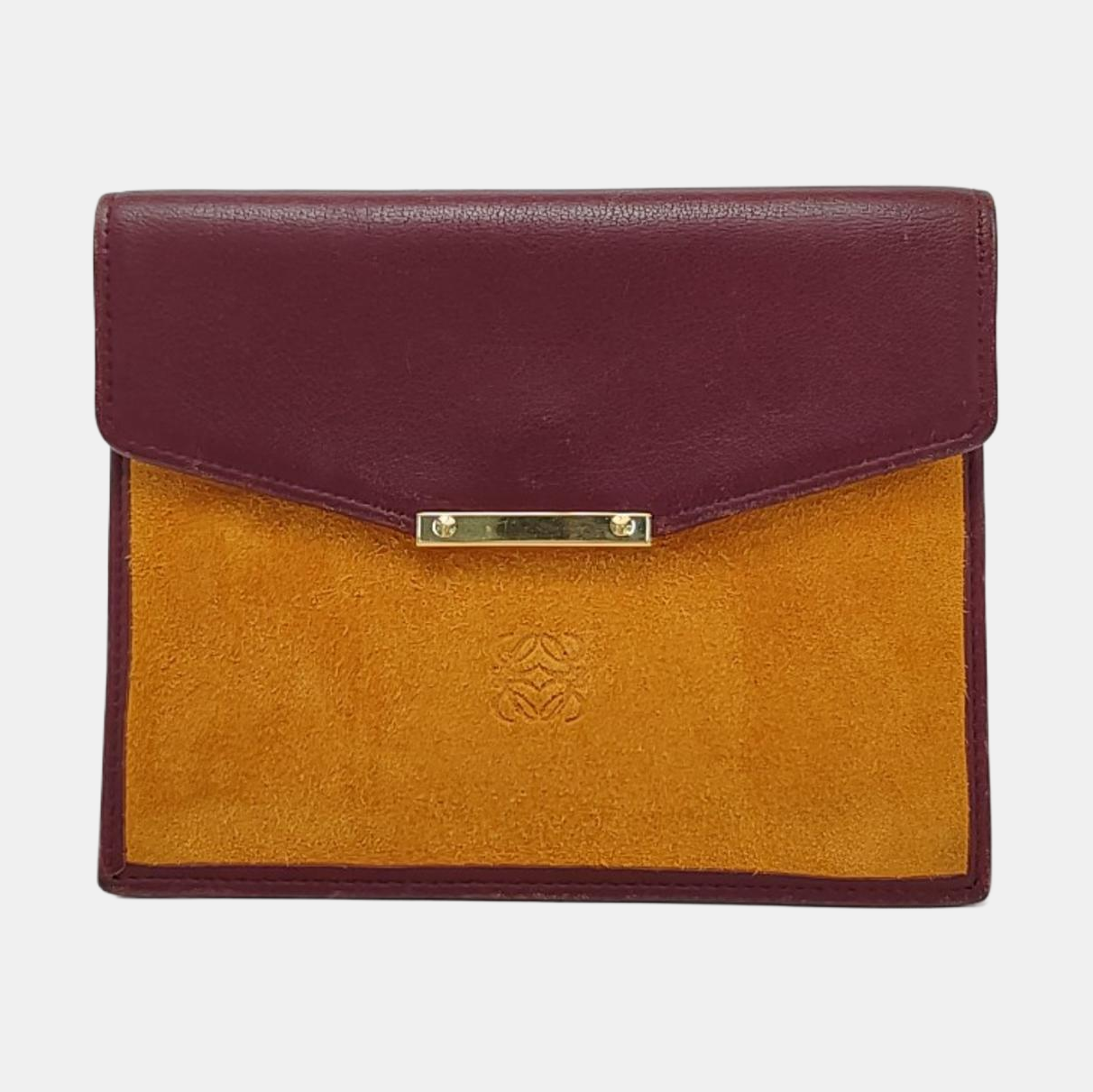 LOEWE Brown Suede Leather Wallet Golden hardware-(SKU)-952660066