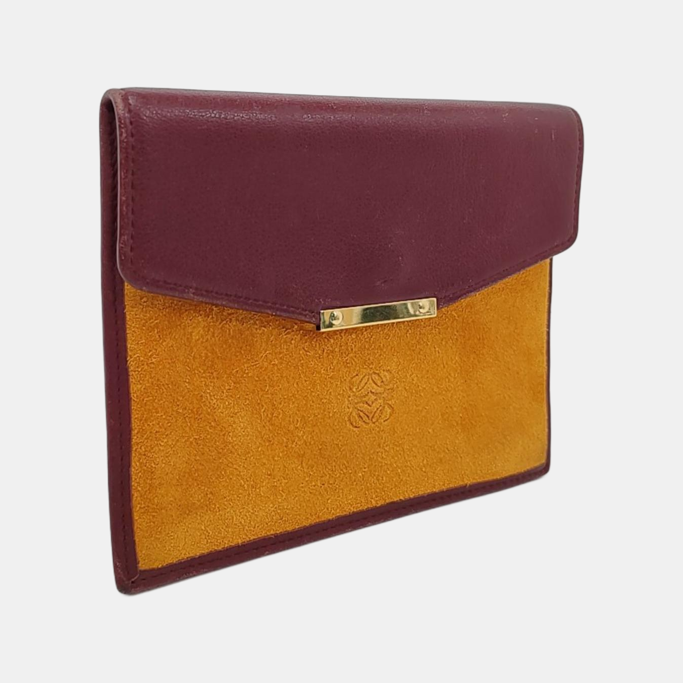 LOEWE Brown Suede Leather Wallet Golden hardware-(SKU)-952660066