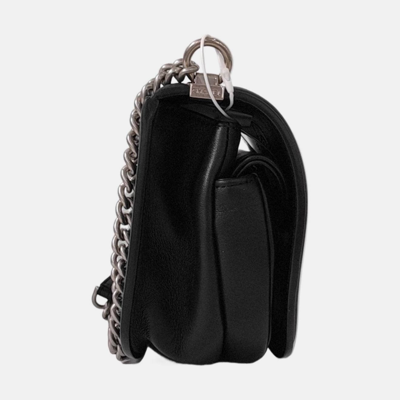 CHANEL COCO EYELETS Black Leather Quilted Single Shoulder Bag Crossbody Bag Silver Hardware 25 Clasp-(SKU)-952886640