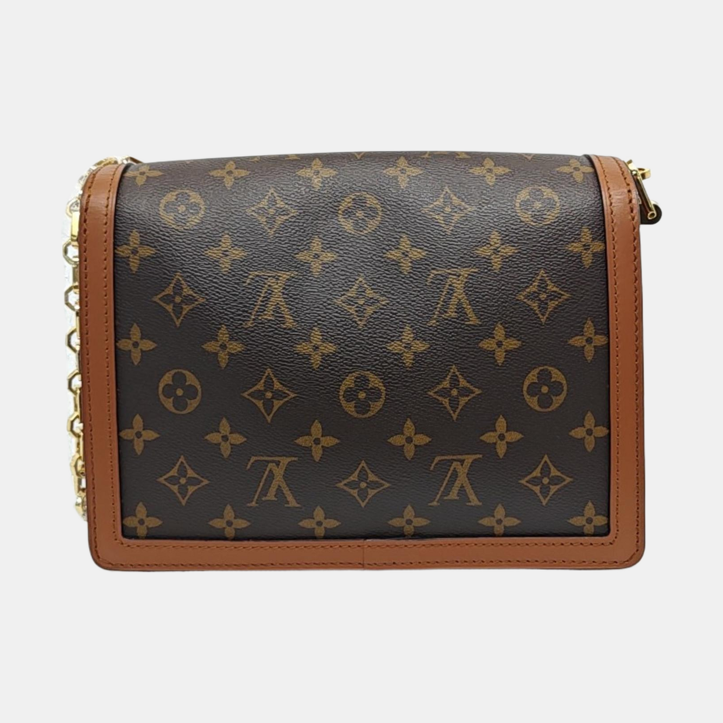 LOUIS VUITTON DAUPHINE Medium Brown Coated Canvas Monogram Daffodil Shoulder Bag with Gold Hardware and 2 Detachable Straps-(SKU)-952739187