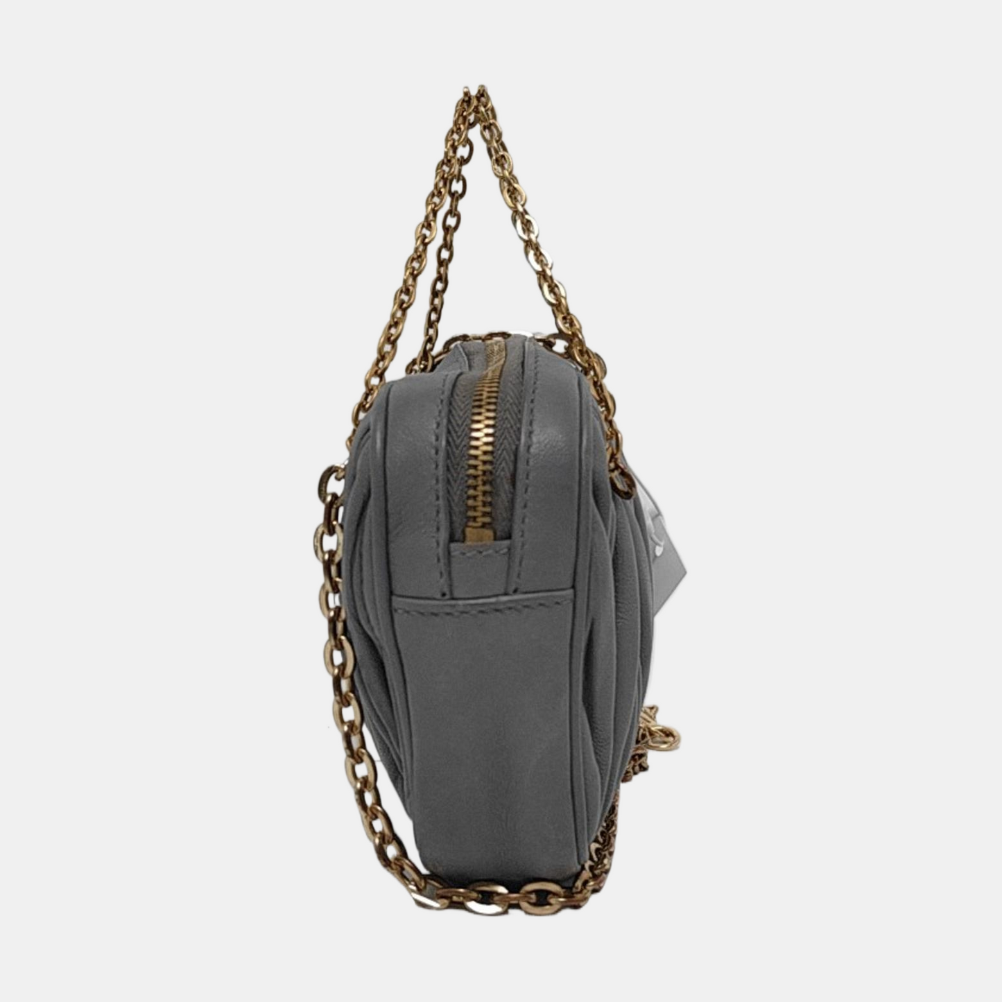 Miu Miu Blue Leather Quilted Sling Bag Crossbody Bag Golden hardware-(SKU)-952706910