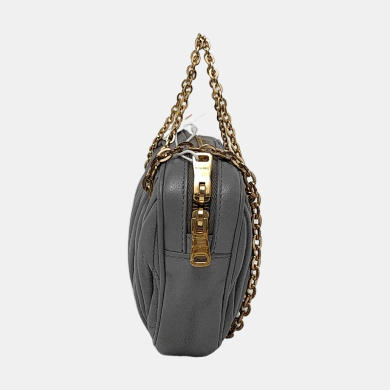 Miu Miu Blue Leather Quilted Sling Bag Crossbody Bag Golden hardware-(SKU)-952706910