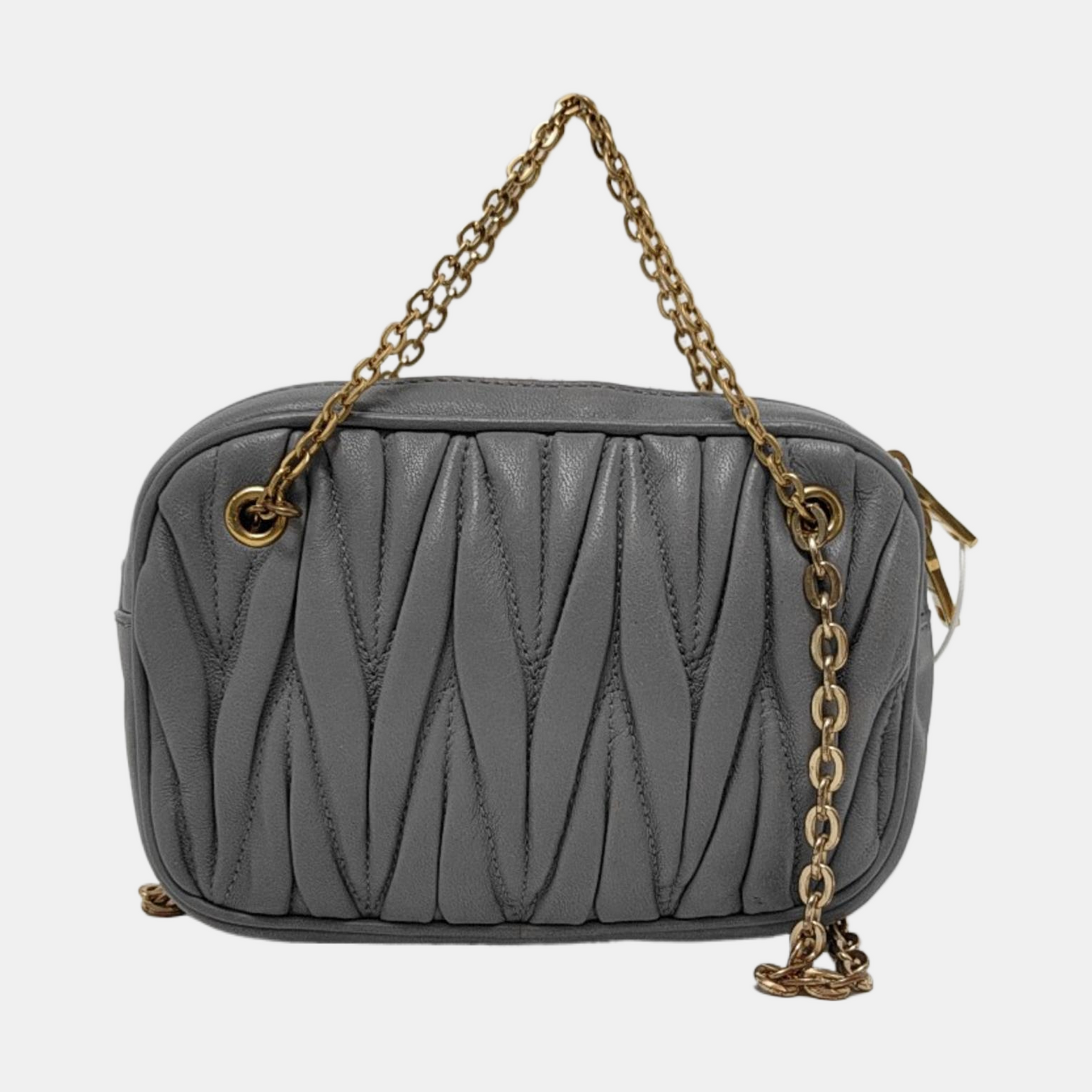 Miu Miu Blue Leather Quilted Sling Bag Crossbody Bag Golden hardware-(SKU)-952706910