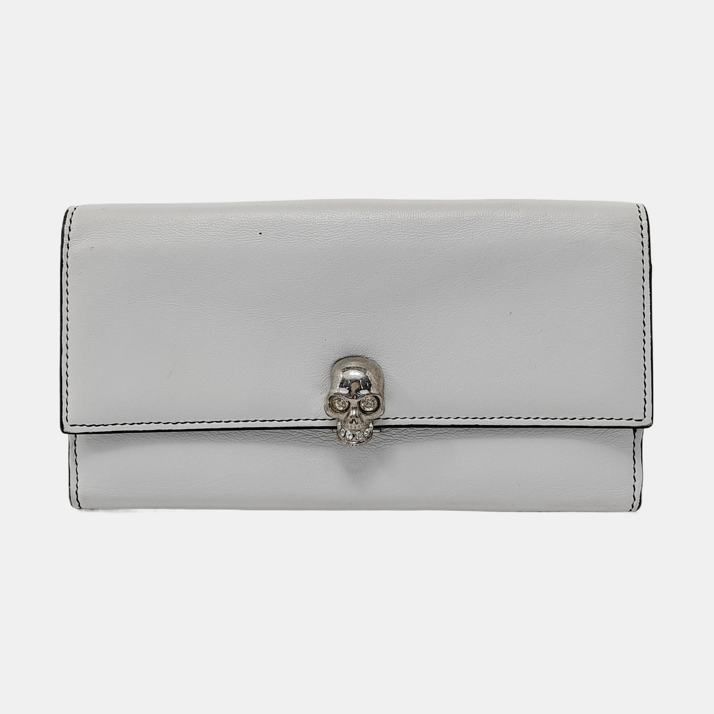 Alexander McQUEEN White Cowhide Wallet Silver Hardware-(SKU)-952748431