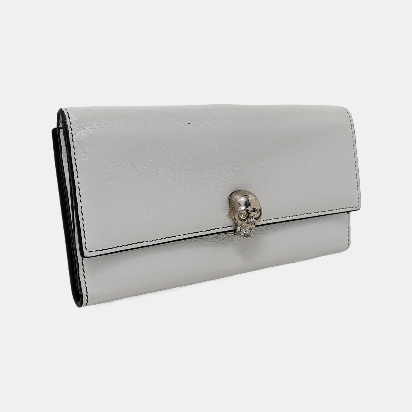 Alexander McQUEEN White Cowhide Wallet Silver Hardware-(SKU)-952748431