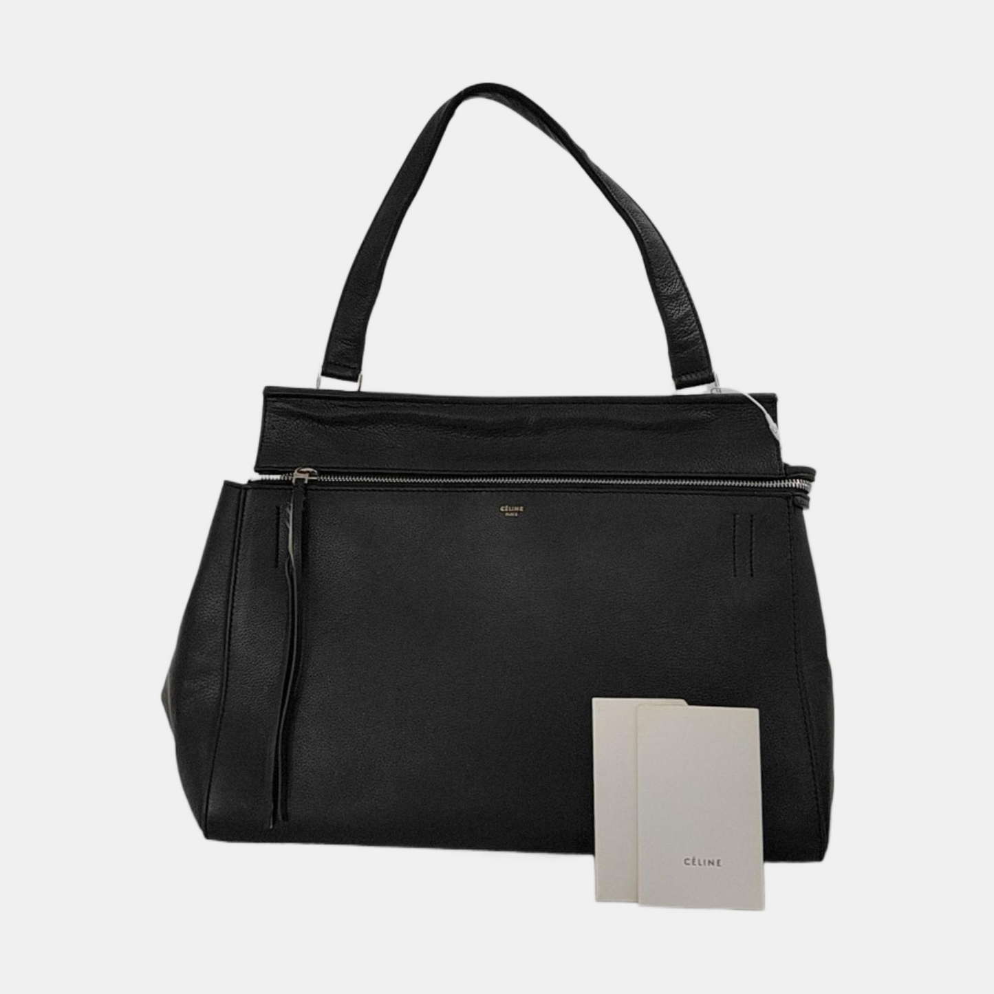 CELINE EDGE Black cowhide tote bag Silver Hardware-(SKU)-952921154