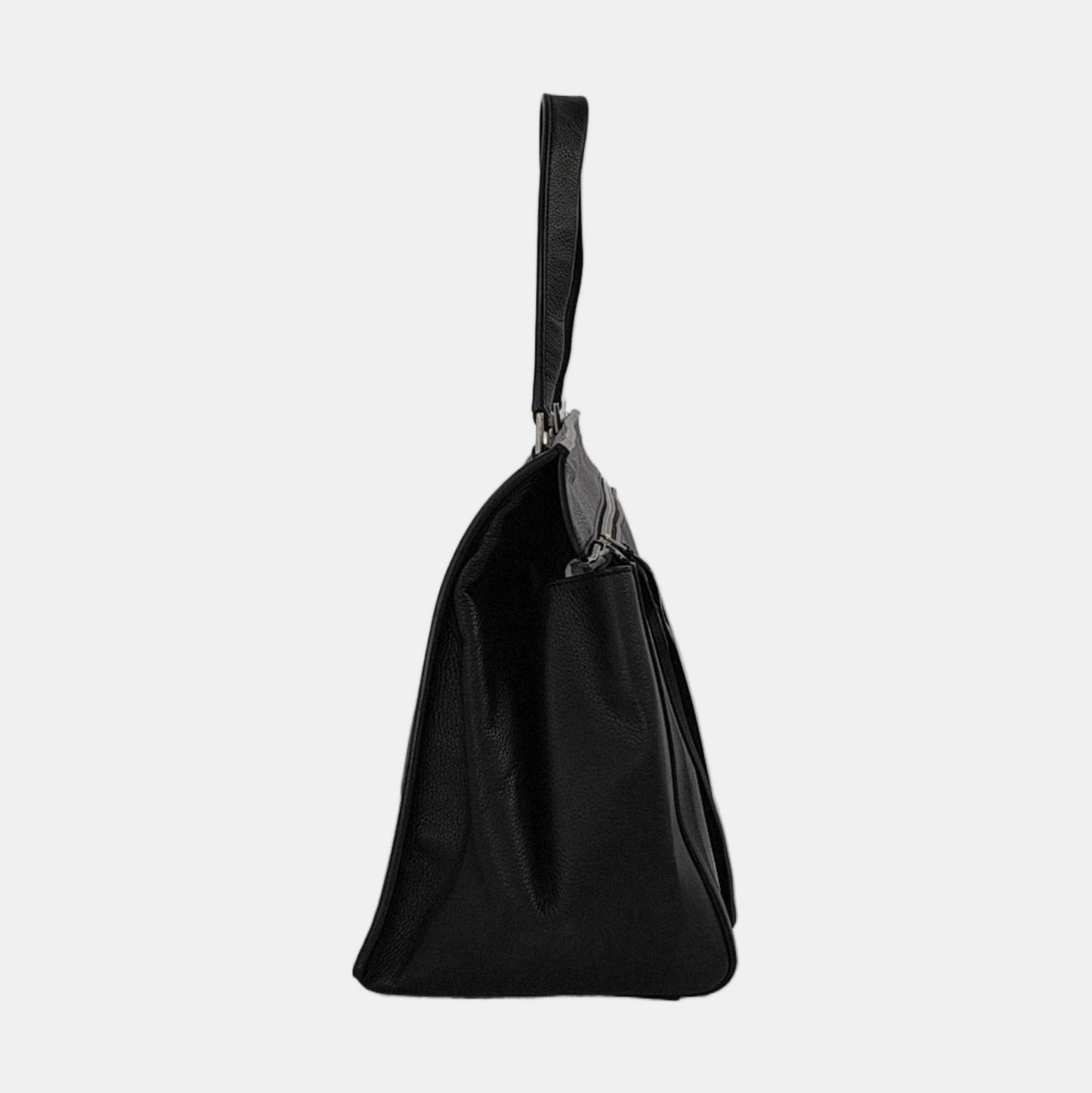 CELINE EDGE Black cowhide tote bag Silver Hardware-(SKU)-952921154