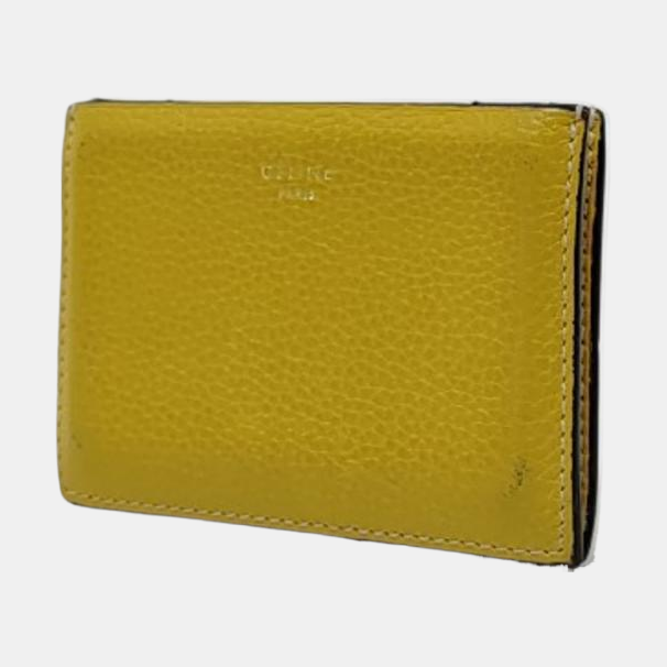 CELINE Yellow Cowhide Card Case-(SKU)-952996653