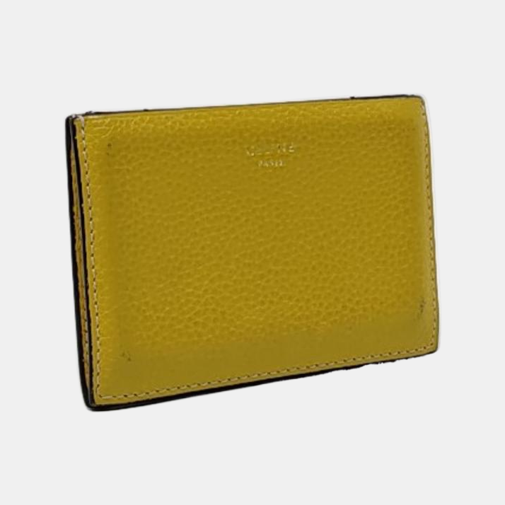 CELINE Yellow Cowhide Card Case-(SKU)-952996653