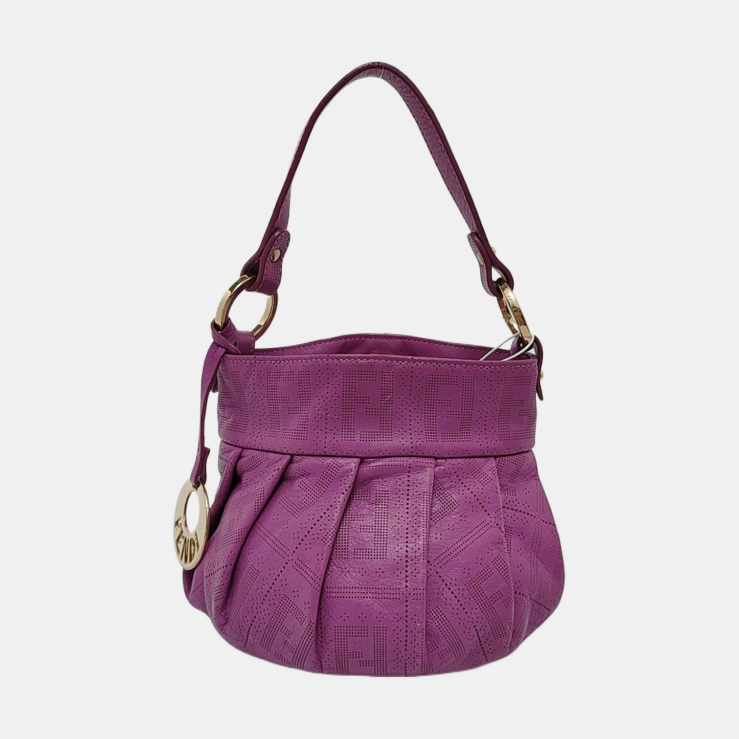 FENDI 紫色牛皮双FHandheld包Shoulder Bag Golden hardware-(SKU)-952659063