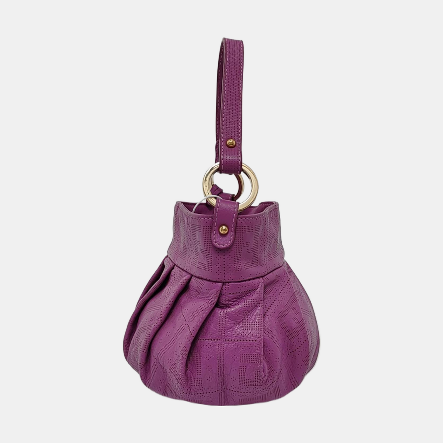 FENDI 紫色牛皮双FHandheld包Shoulder Bag Golden hardware-(SKU)-952659063
