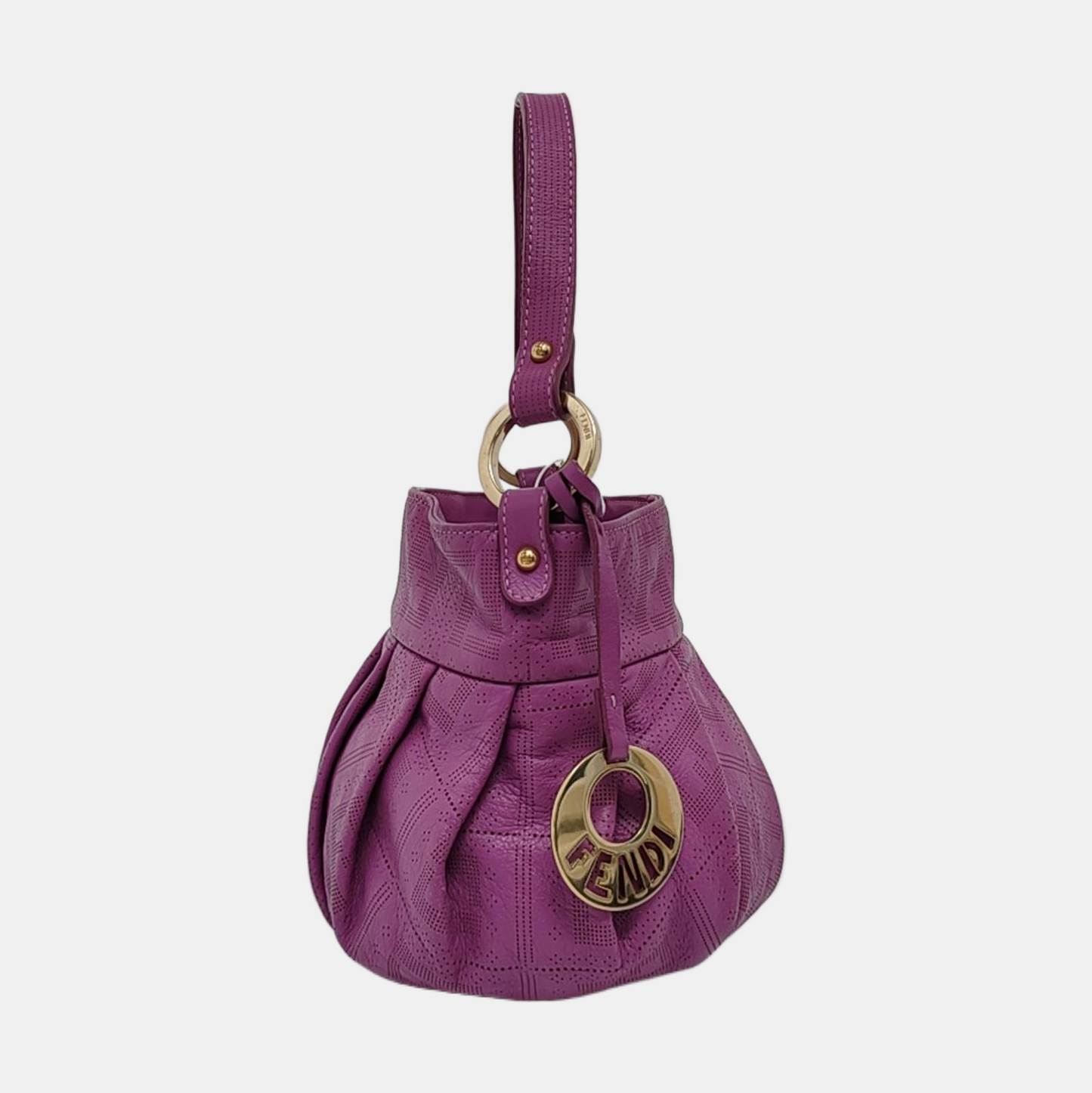 FENDI 紫色牛皮双FHandheld包Shoulder Bag Golden hardware-(SKU)-952659063