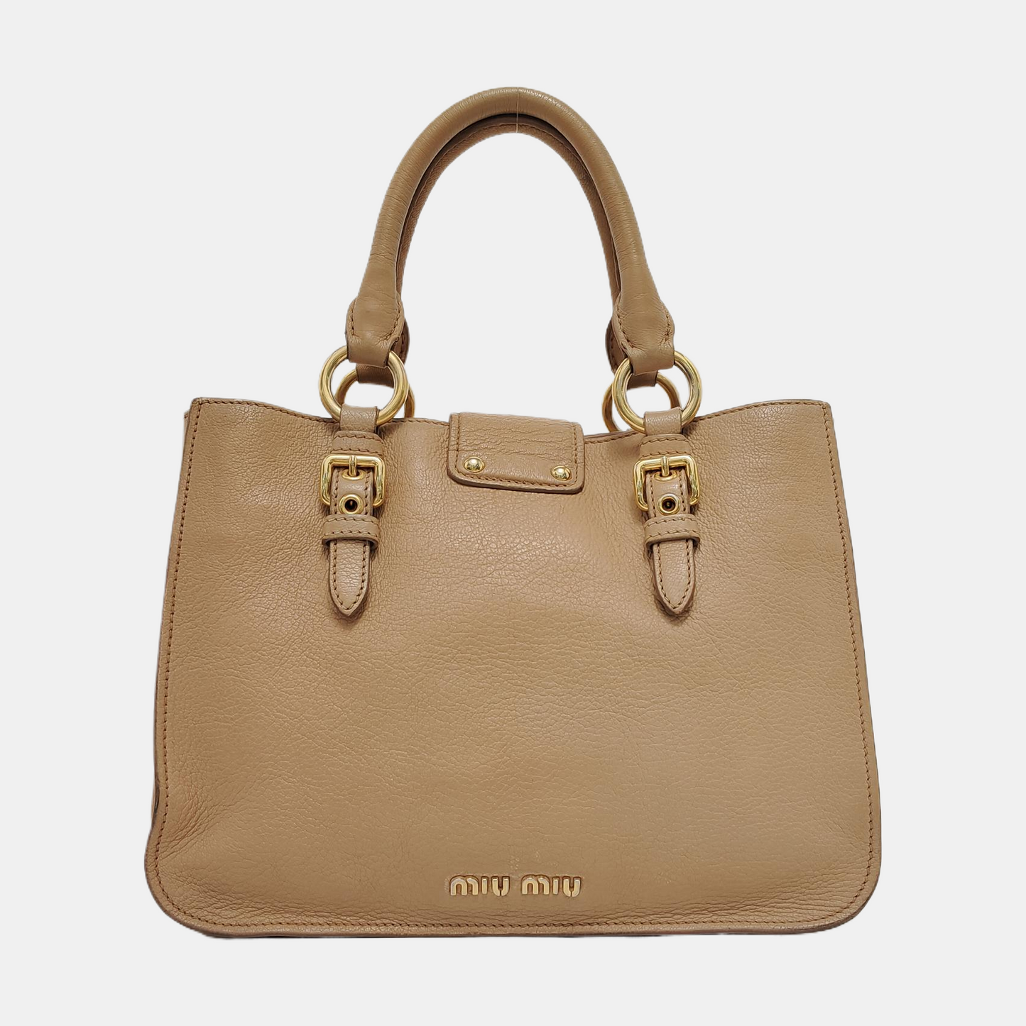 Miu Miu Tote bag Khaki cowhide crossbody handbag single shoulder bag Golden Silver Hardware Removable shoulder strap-(SKU)-952659036