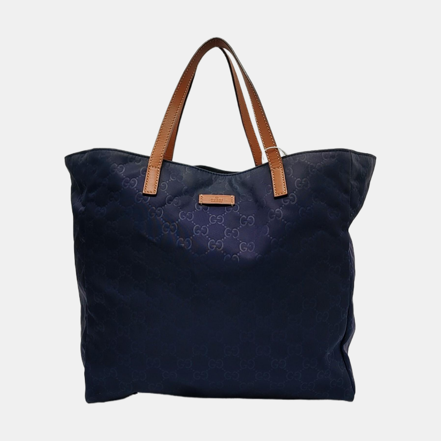 GUCCI Tote bag Dark Blue Nylon Monogram Pattern Handbag Single Shoulder Bag Golden hardware-(SKU)-952740386