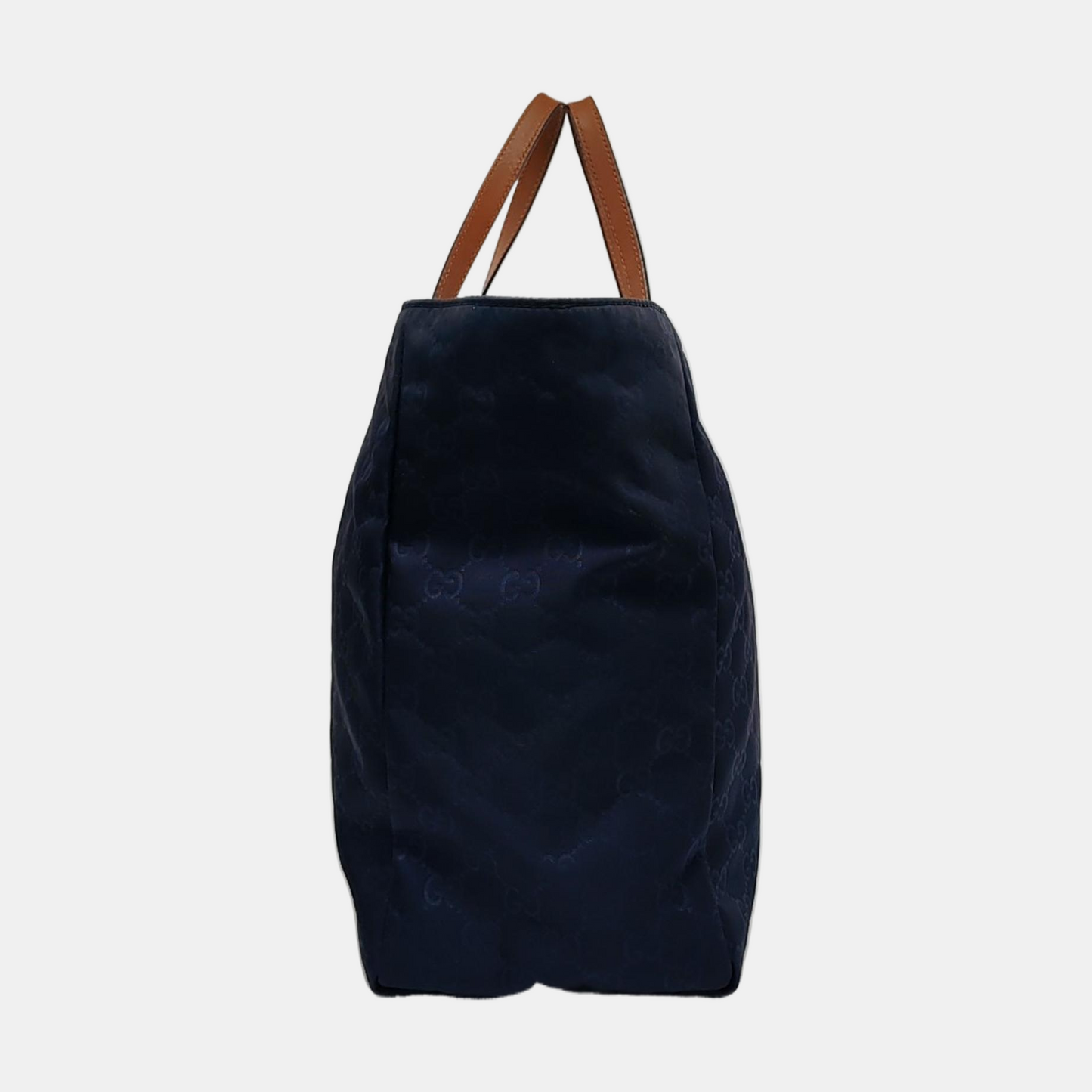GUCCI Tote bag Dark Blue Nylon Monogram Pattern Handbag Single Shoulder Bag Golden hardware-(SKU)-952740386