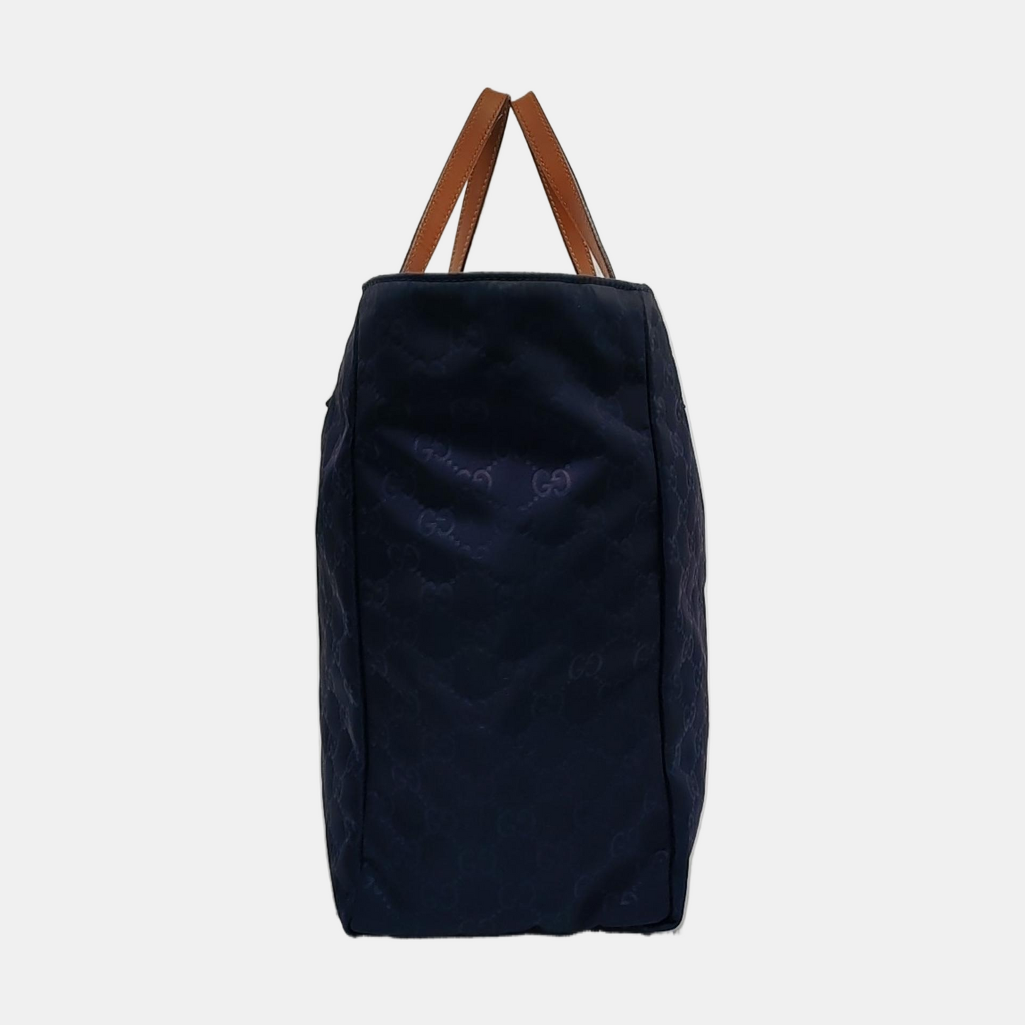 GUCCI Tote bag Dark Blue Nylon Monogram Pattern Handbag Single Shoulder Bag Golden hardware-(SKU)-952740386