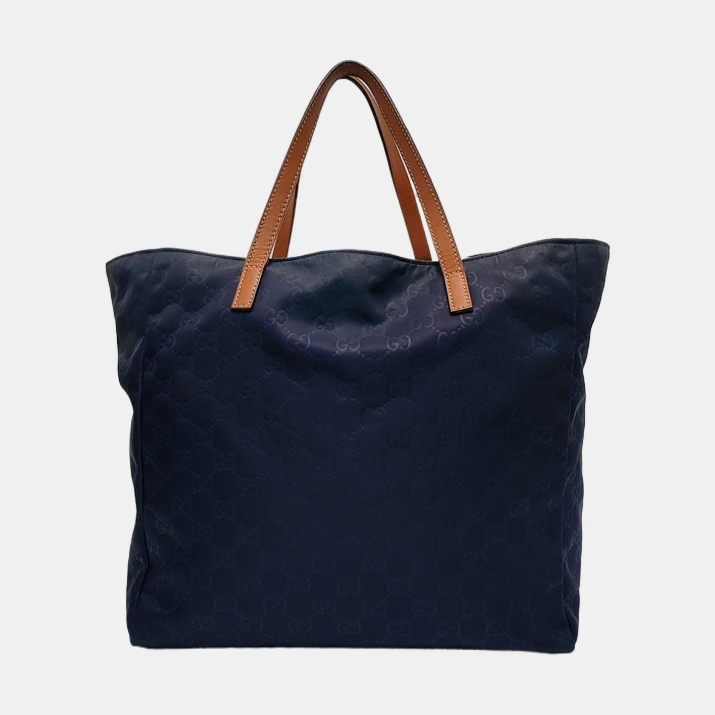 GUCCI Tote bag Dark Blue Nylon Monogram Pattern Handbag Single Shoulder Bag Golden hardware-(SKU)-952740386