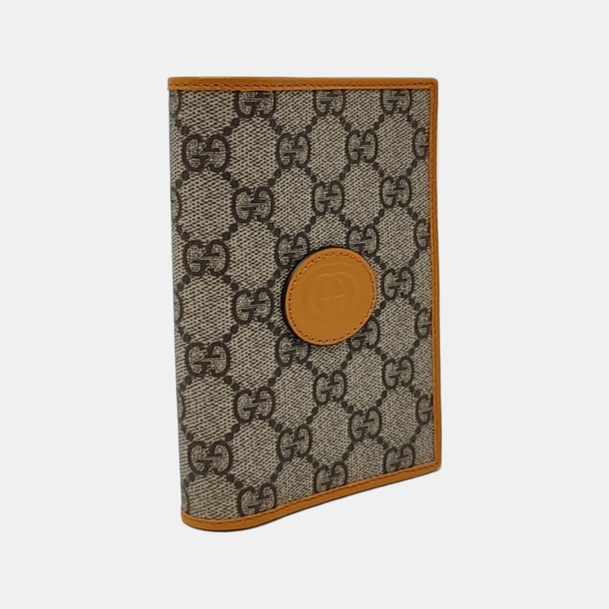 GUCCI Khaki Coated Canvas Monogrammed Card Case Silver Hardware-(SKU)-953011322