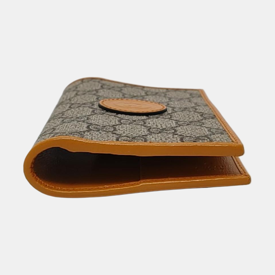 GUCCI Khaki Coated Canvas Monogrammed Card Case Silver Hardware-(SKU)-953011322