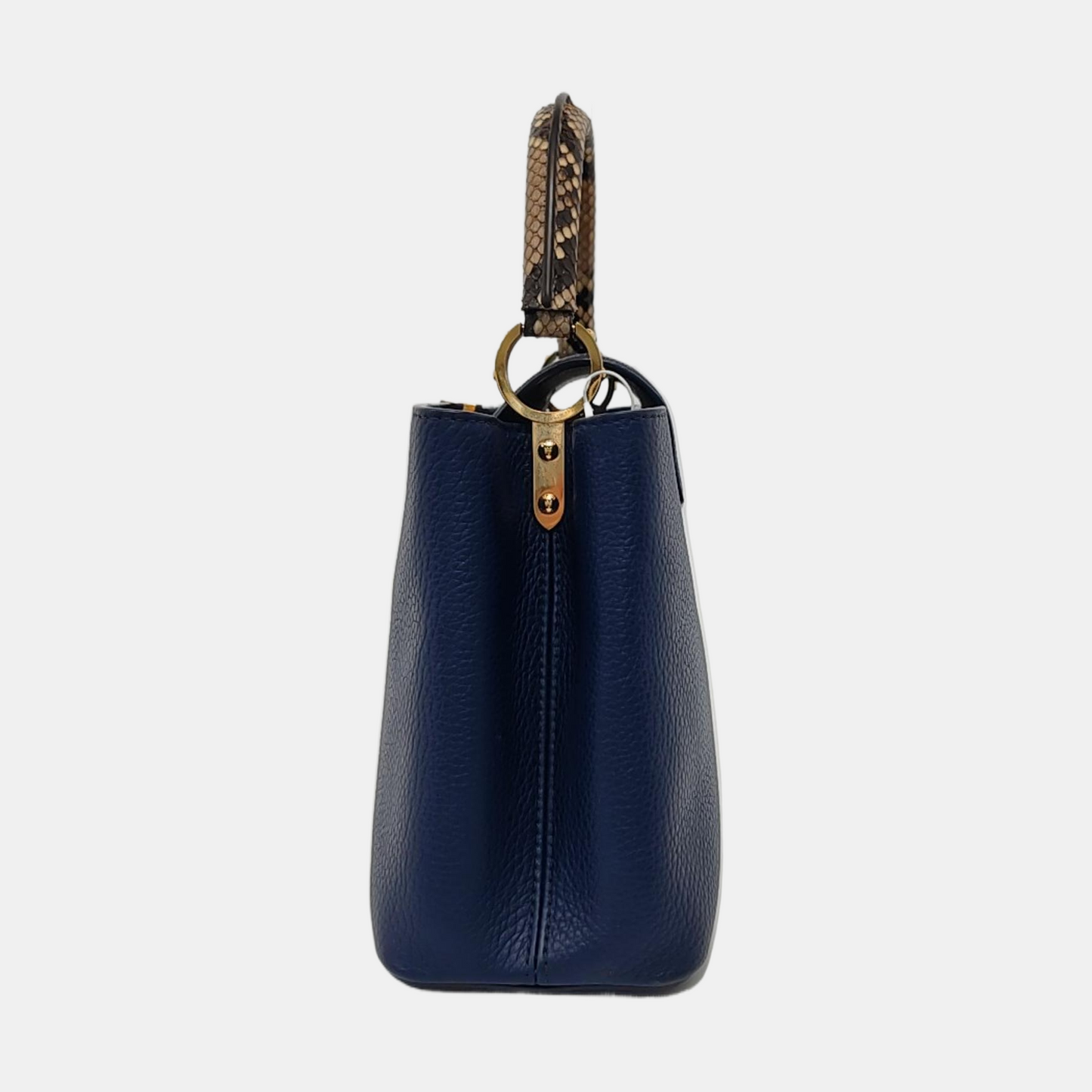 LOUIS VUITTON CAPUCINES Medium Deep Blue Leather Shoulder Bag Gold Hardware Removable Strap-(SKU)-952835158