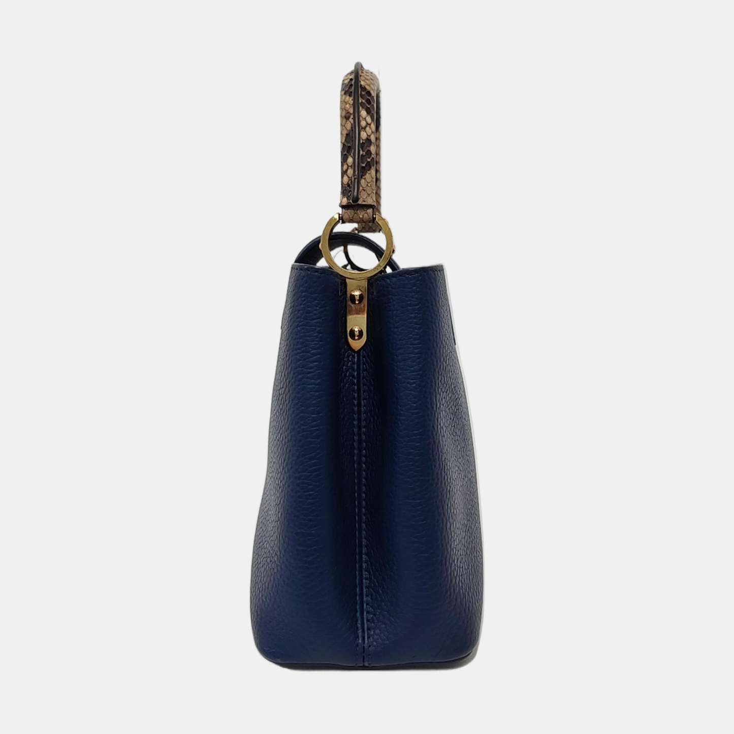LOUIS VUITTON CAPUCINES Medium Deep Blue Leather Shoulder Bag Gold Hardware Removable Strap-(SKU)-952835158