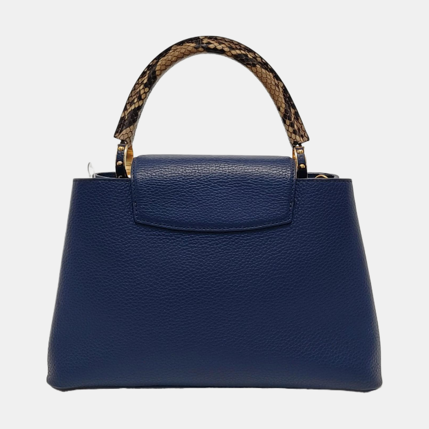 LOUIS VUITTON CAPUCINES Medium Deep Blue Leather Shoulder Bag Gold Hardware Removable Strap-(SKU)-952835158