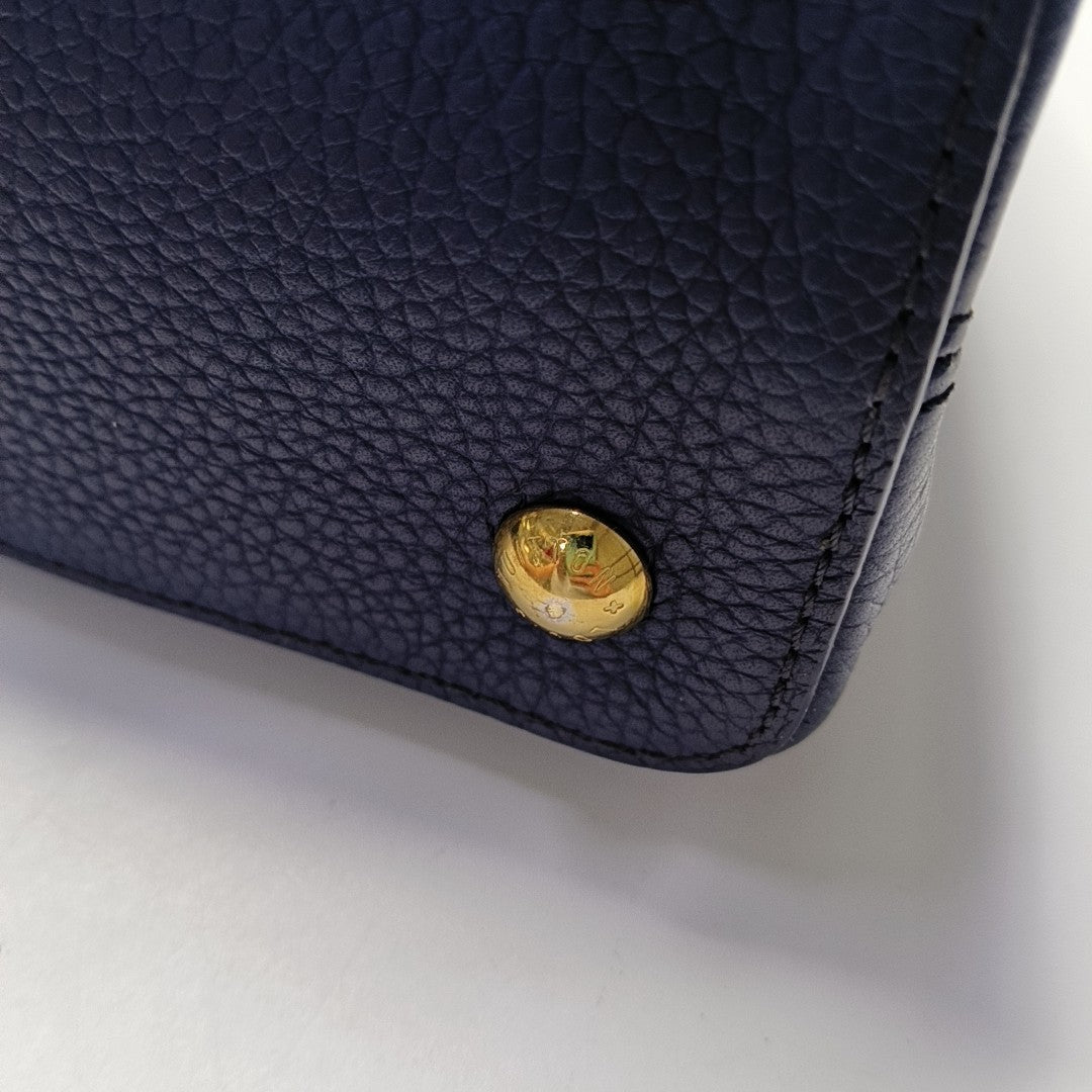 LOUIS VUITTON CAPUCINES Medium Deep Blue Leather Shoulder Bag Gold Hardware Removable Strap-(SKU)-952835158
