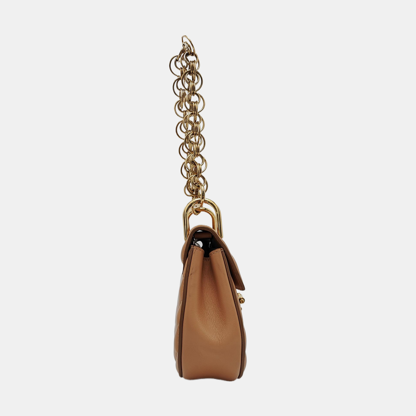 Chloé Drew Small size Brown Leather Quilted Single Shoulder Crossbody Handbag Silver Hardware Removable shoulder strap-(SKU)-953009376