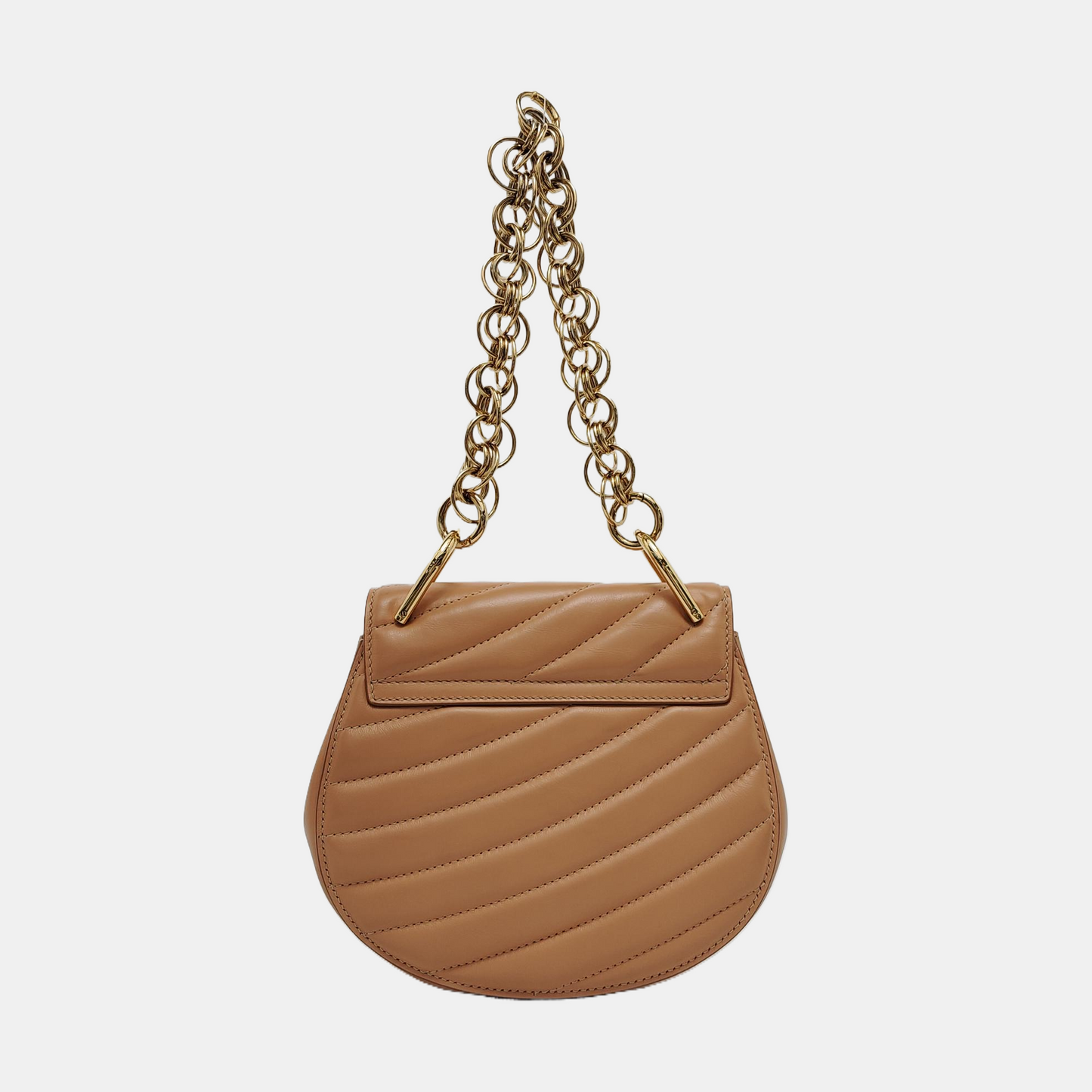 Chloé Drew Small size Brown Leather Quilted Single Shoulder Crossbody Handbag Silver Hardware Removable shoulder strap-(SKU)-953009376