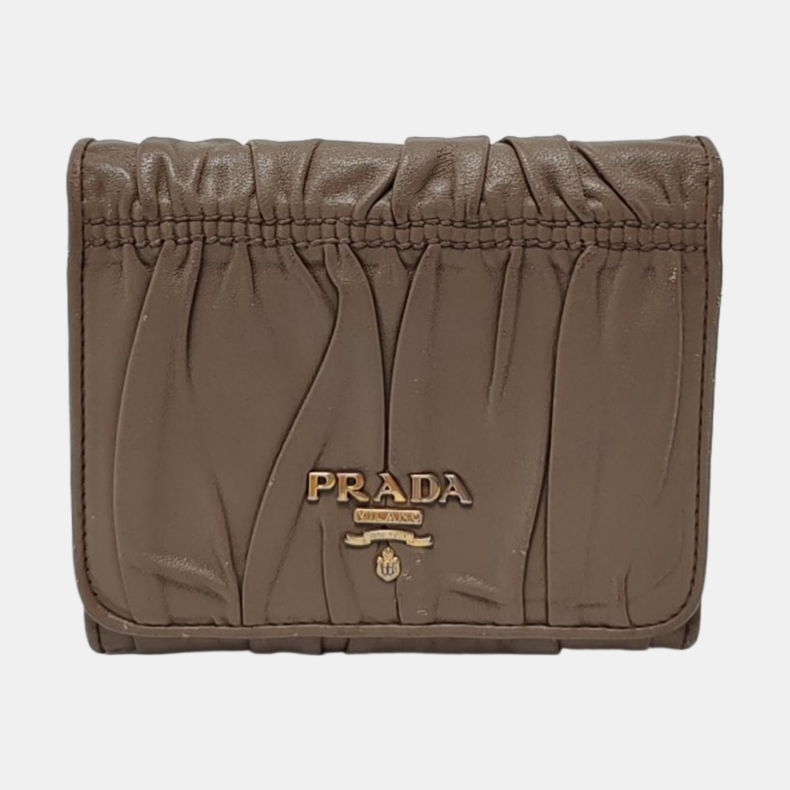PRADA Diagramme Taupe Cowhide Wallet Golden hardware-(SKU)-953038830