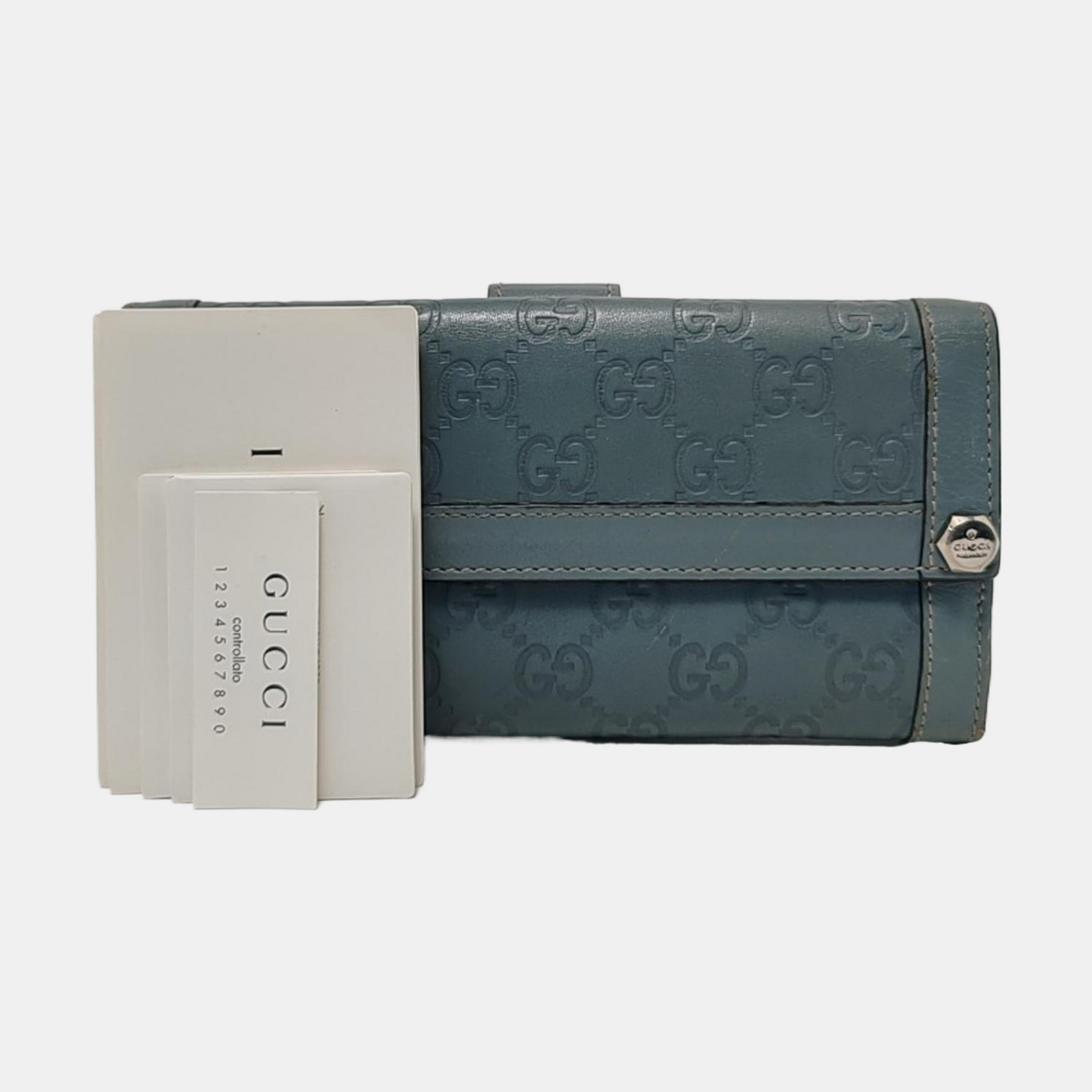 GUCCI Green Calfskin Monogram Embossed Wallet Golden hardware-(SKU)-953039436