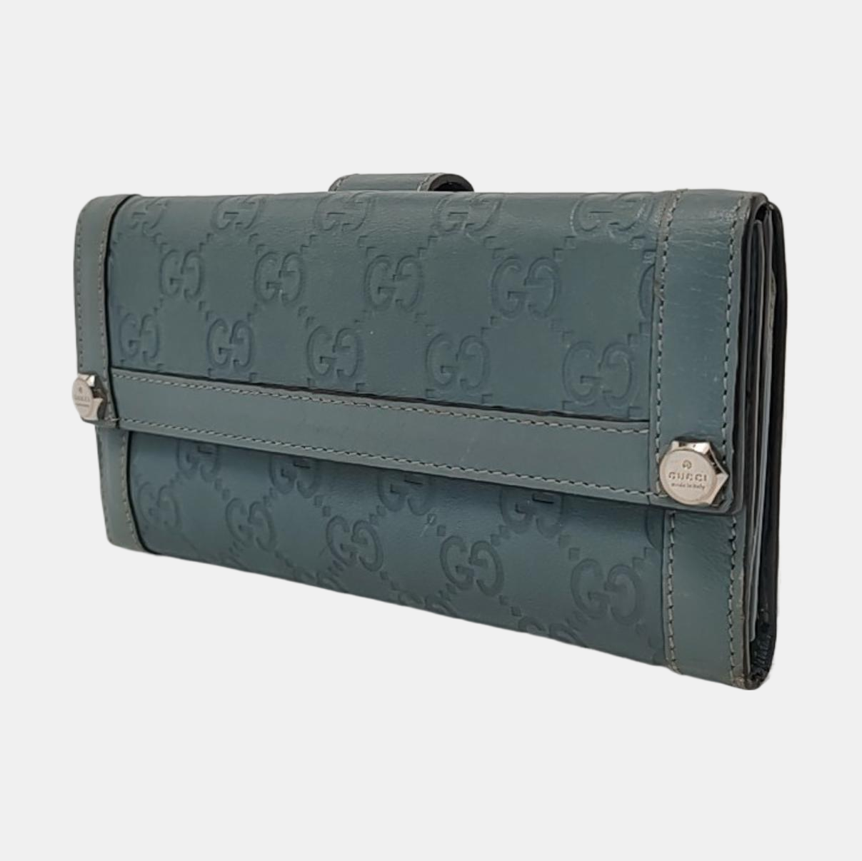 GUCCI Green Calfskin Monogram Embossed Wallet Golden hardware-(SKU)-953039436