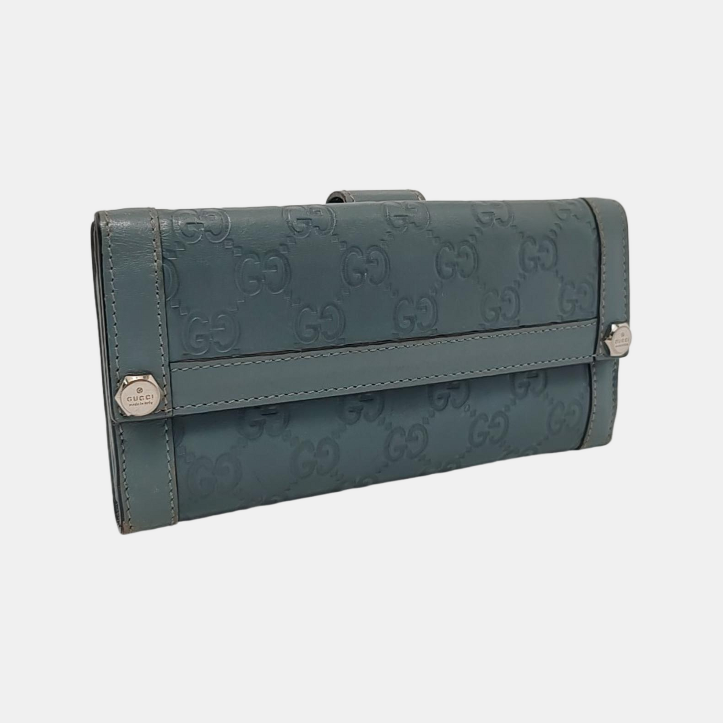 GUCCI Green Calfskin Monogram Embossed Wallet Golden hardware-(SKU)-953039436