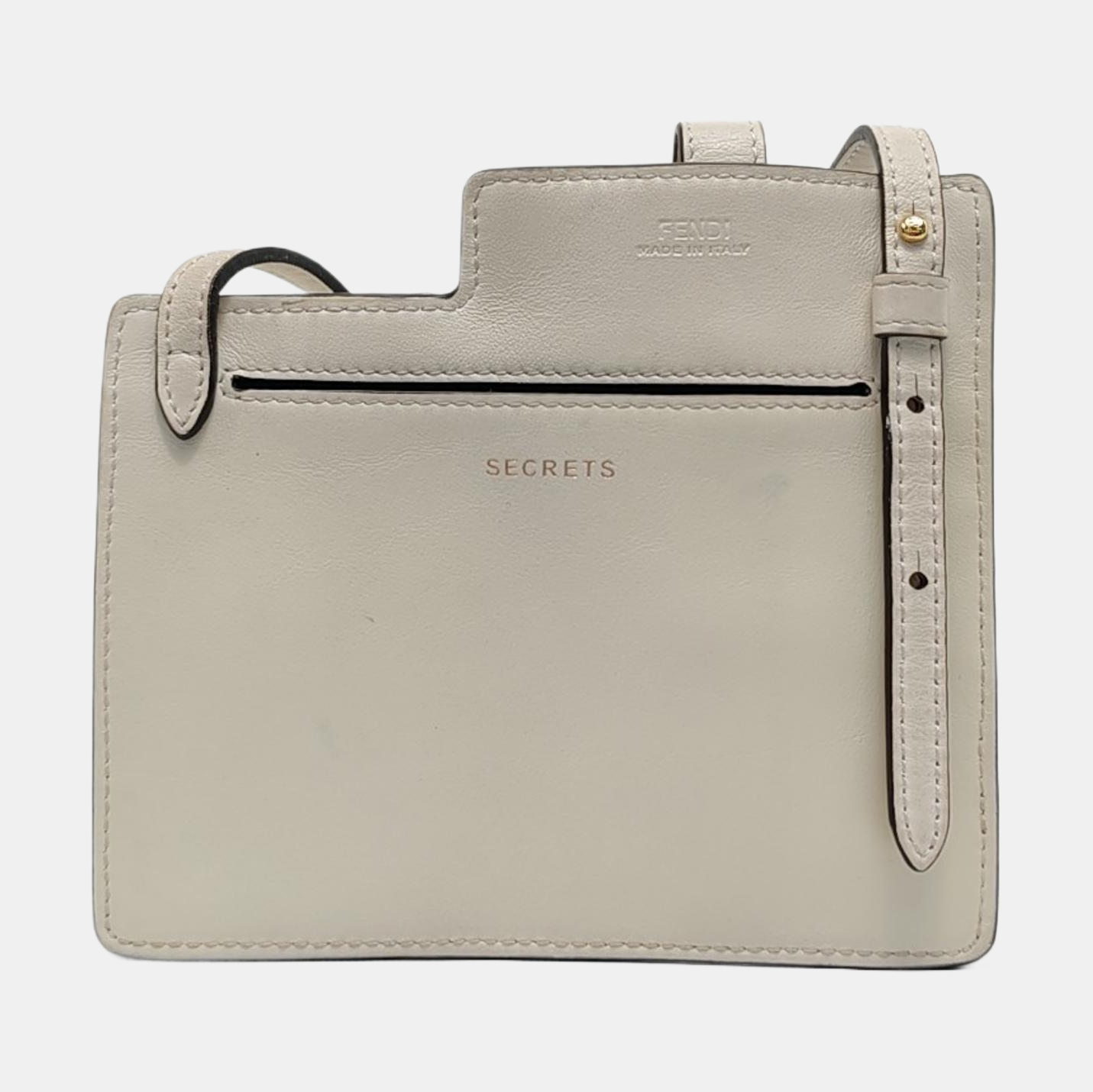FENDI 2 Pockets White Cowhide Single Shoulder Bag Crossbody Bag Golden hardware-(SKU)-952863900