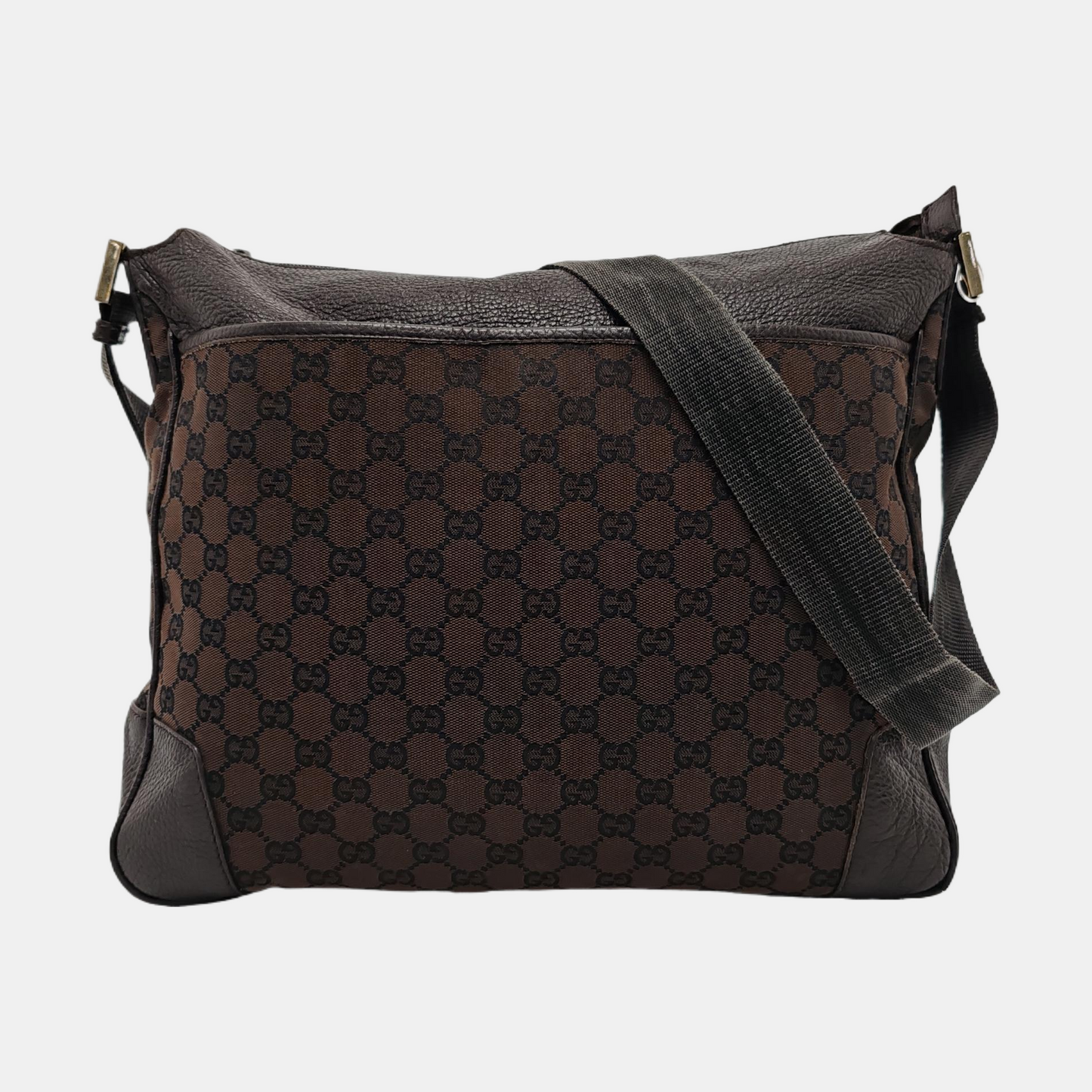 GUCCI Brown Canvas Monogrammed Crossbody Shoulder Bag Golden hardware-(SKU)-952860754