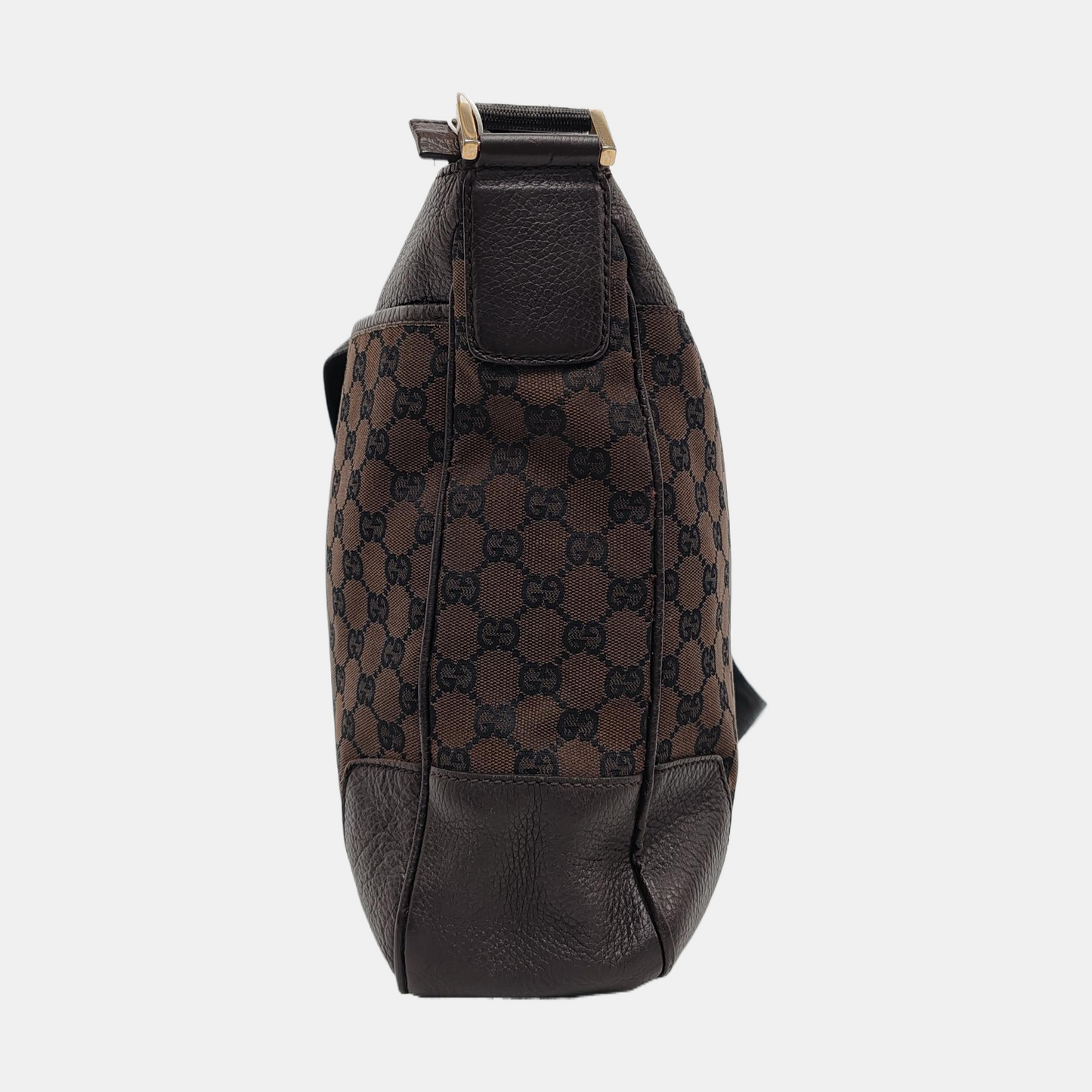 GUCCI Brown Canvas Monogrammed Crossbody Shoulder Bag Golden hardware-(SKU)-952860754